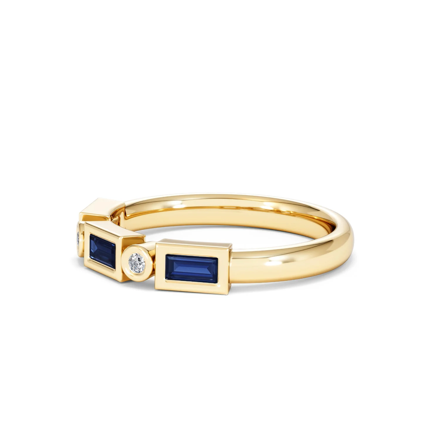 Forme 0.48ct Baguette Cut Lab Sapphire 5 Stones Ring in 18K Gold Vermeil - Image 74