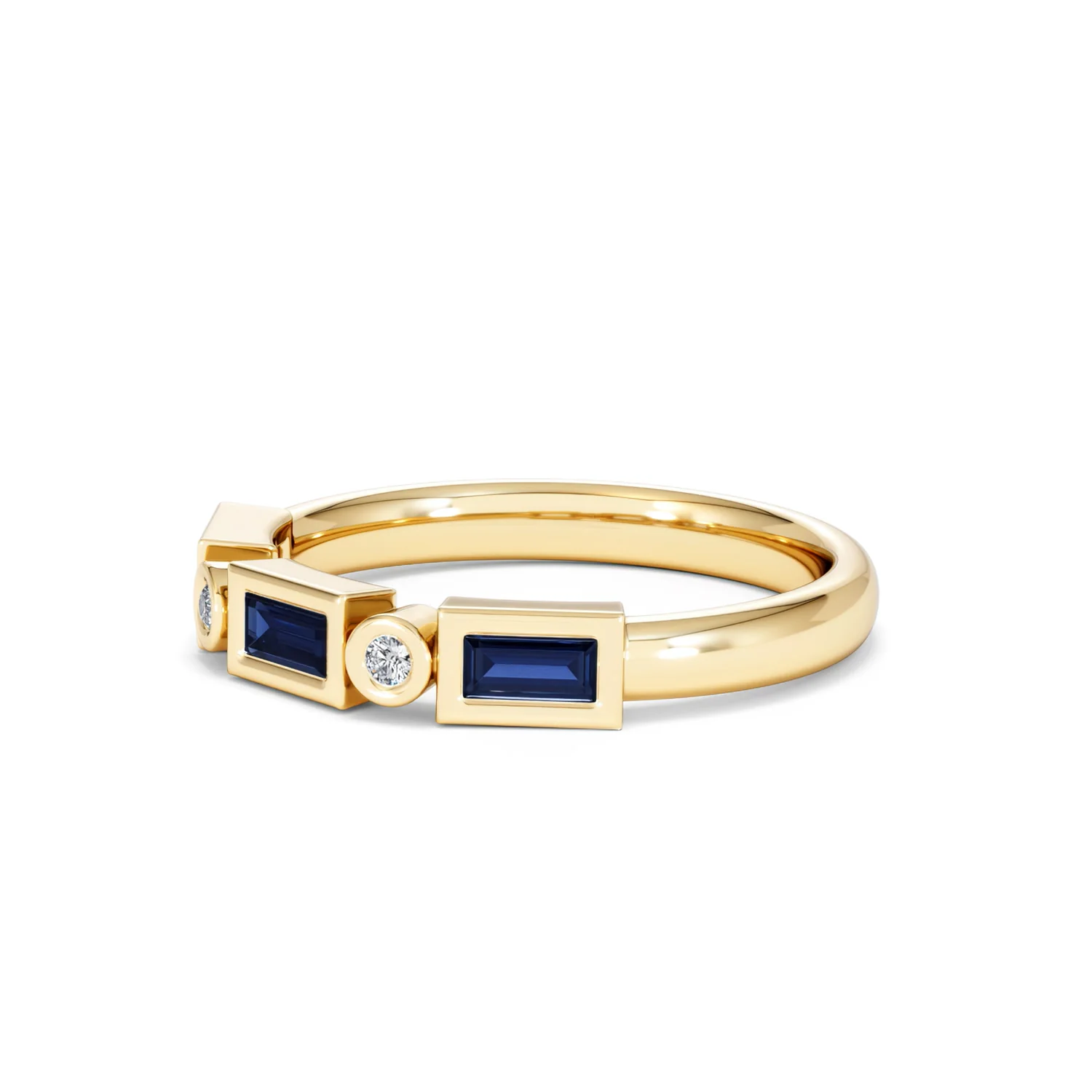 Forme 0.48ct Baguette Cut Lab Sapphire 5 Stones Ring in 18K Gold Vermeil - Image 76