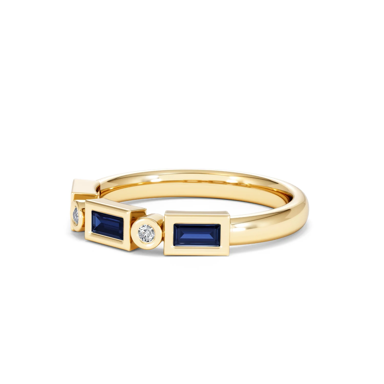 Forme 0.48ct Baguette Cut Lab Sapphire 5 Stones Ring in 18K Gold Vermeil - Image 77