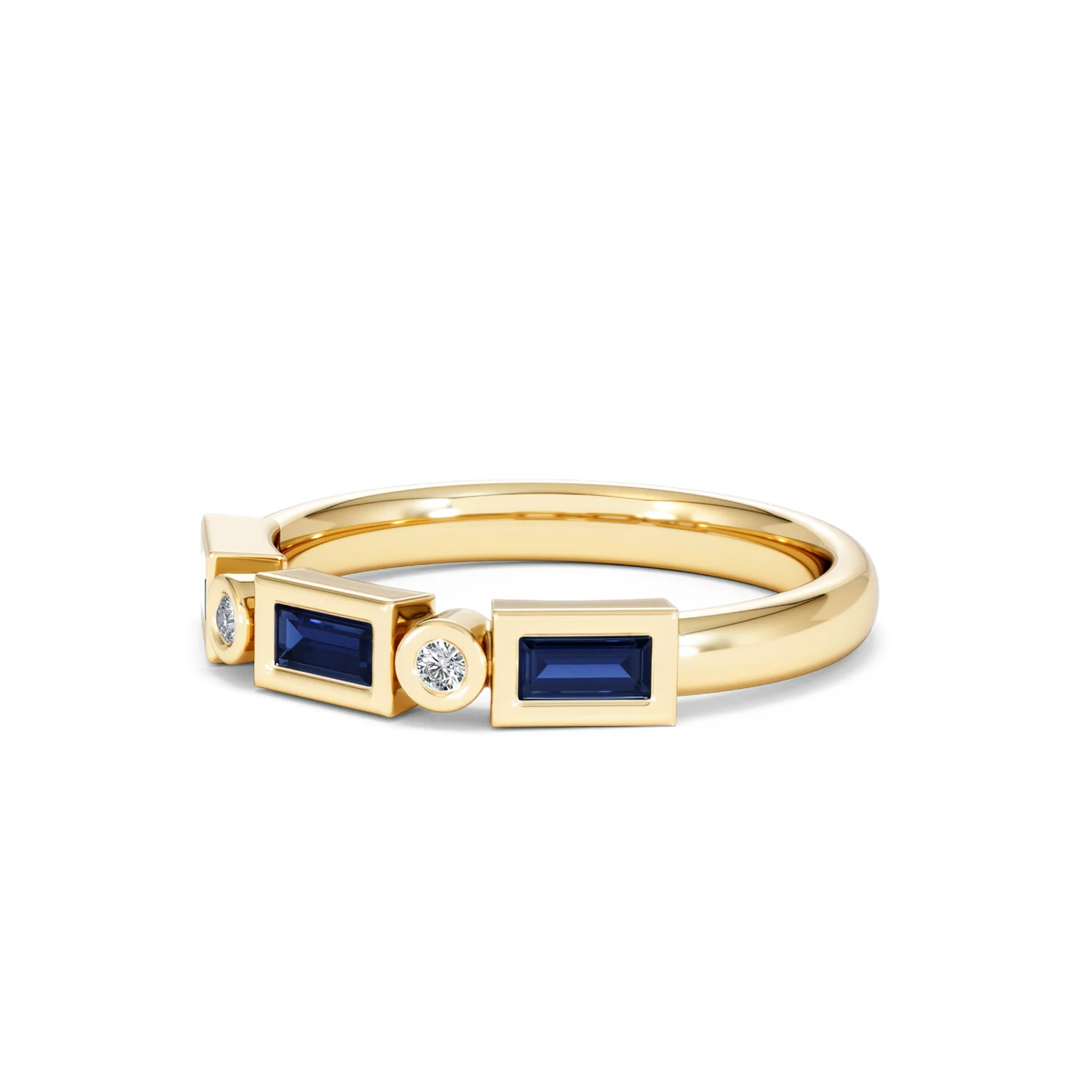 Forme 0.48ct Baguette Cut Lab Sapphire 5 Stones Ring in 18K Gold Vermeil - Image 78