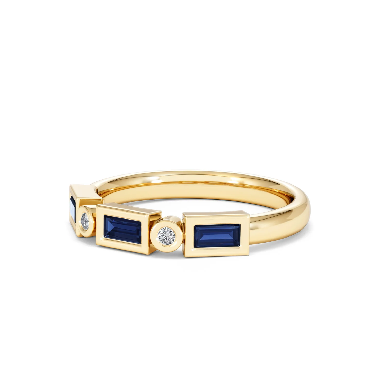 Forme 0.48ct Baguette Cut Lab Sapphire 5 Stones Ring in 18K Gold Vermeil - Image 79