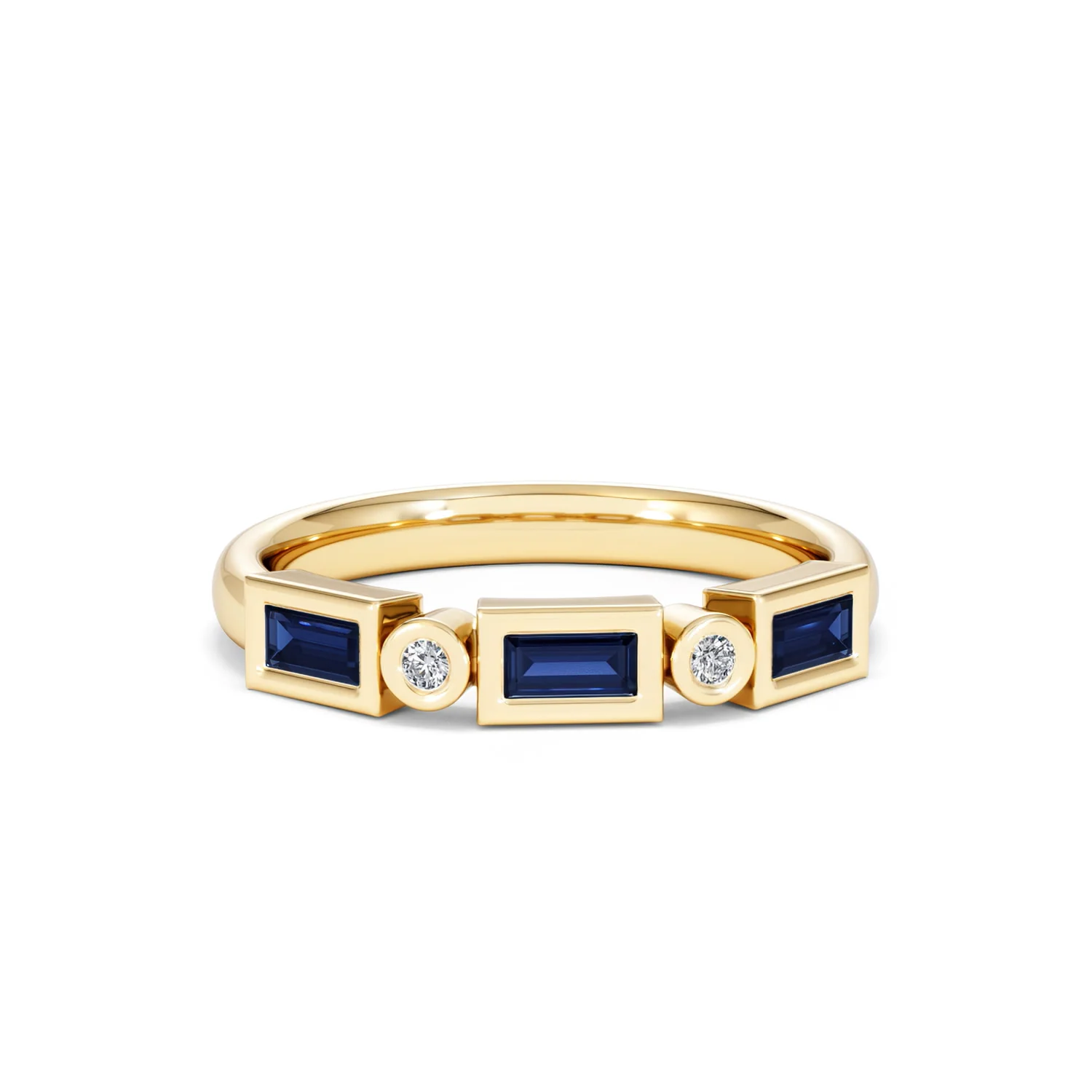 Forme 0.48ct Baguette Cut Lab Sapphire 5 Stones Ring in 18K Gold Vermeil - Image 8