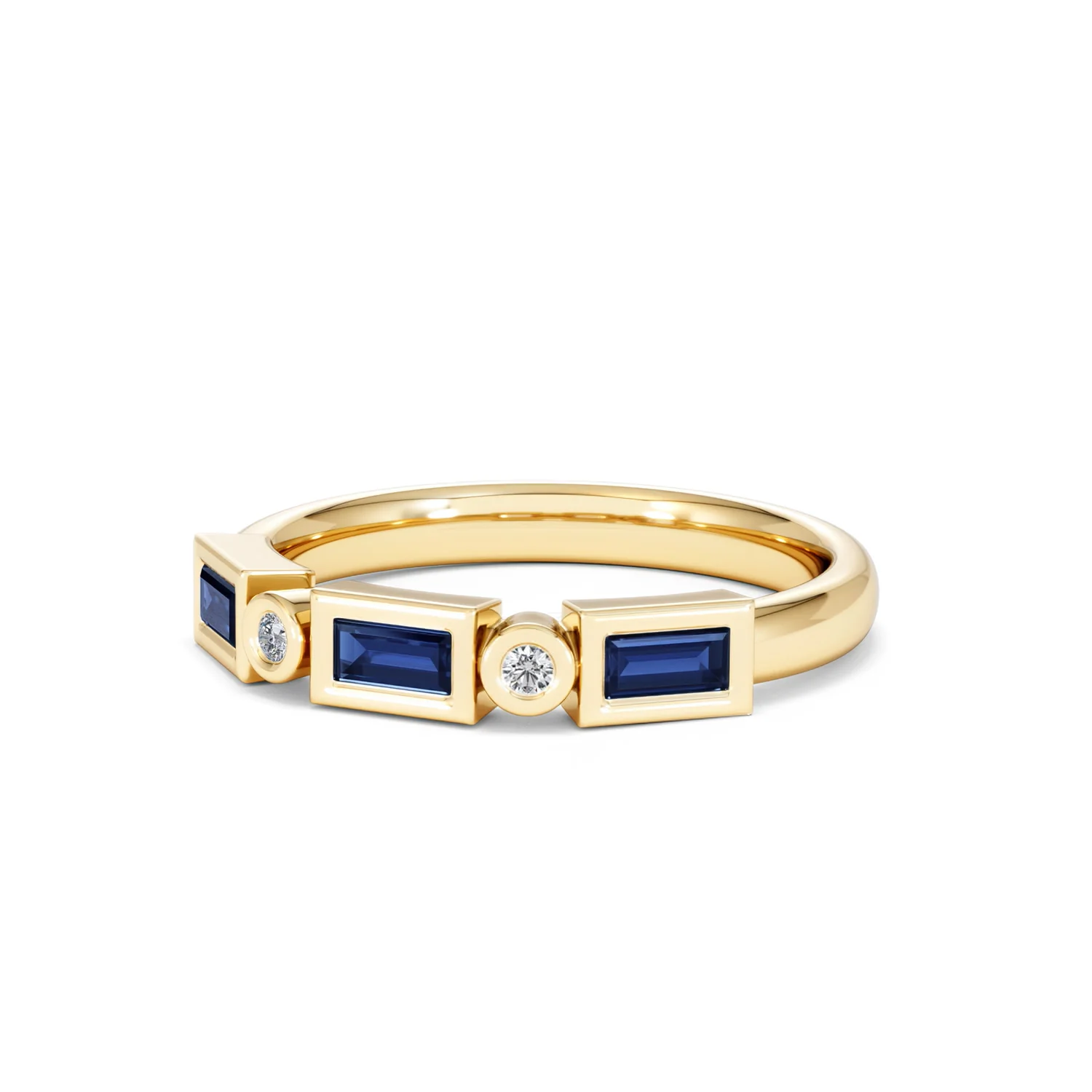 Forme 0.48ct Baguette Cut Lab Sapphire 5 Stones Ring in 18K Gold Vermeil - Image 81