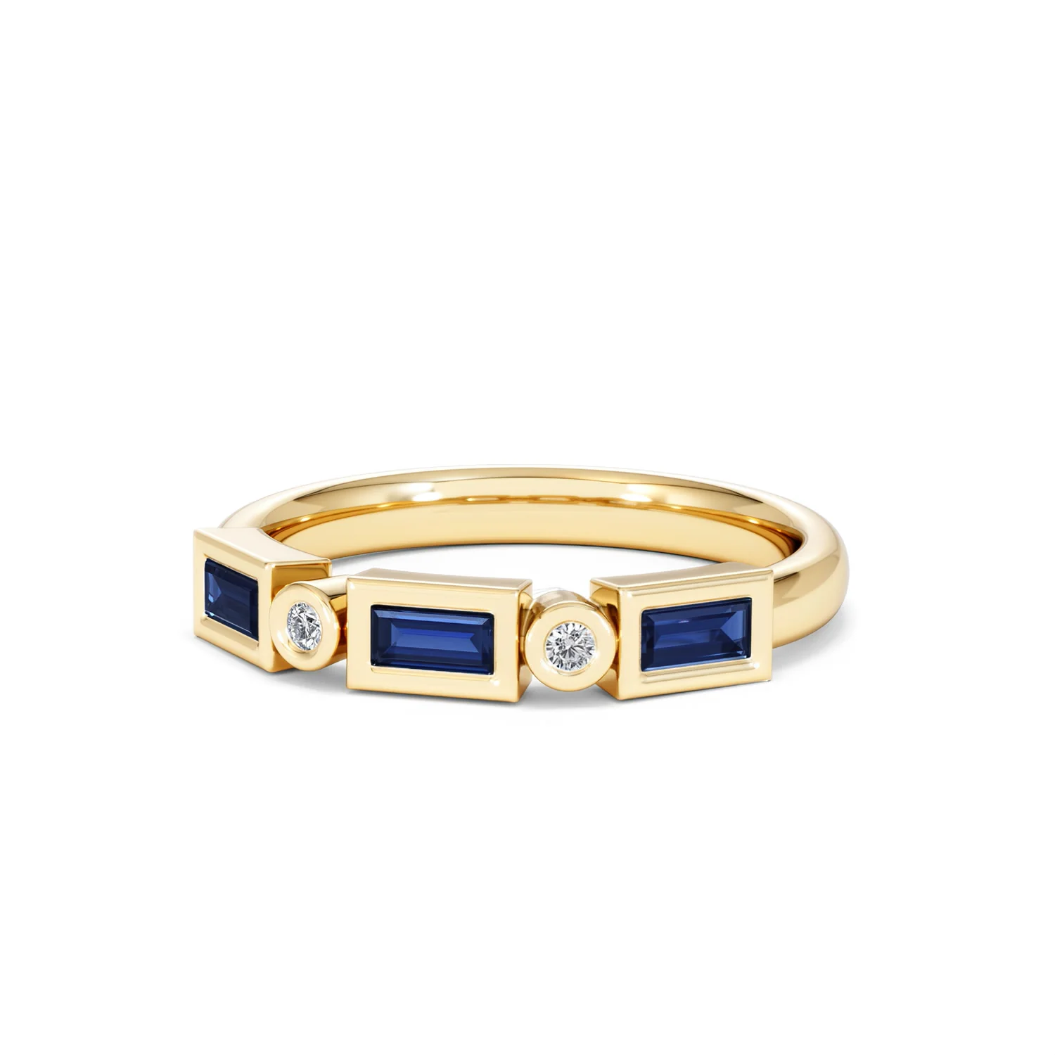 Forme 0.48ct Baguette Cut Lab Sapphire 5 Stones Ring in 18K Gold Vermeil - Image 83