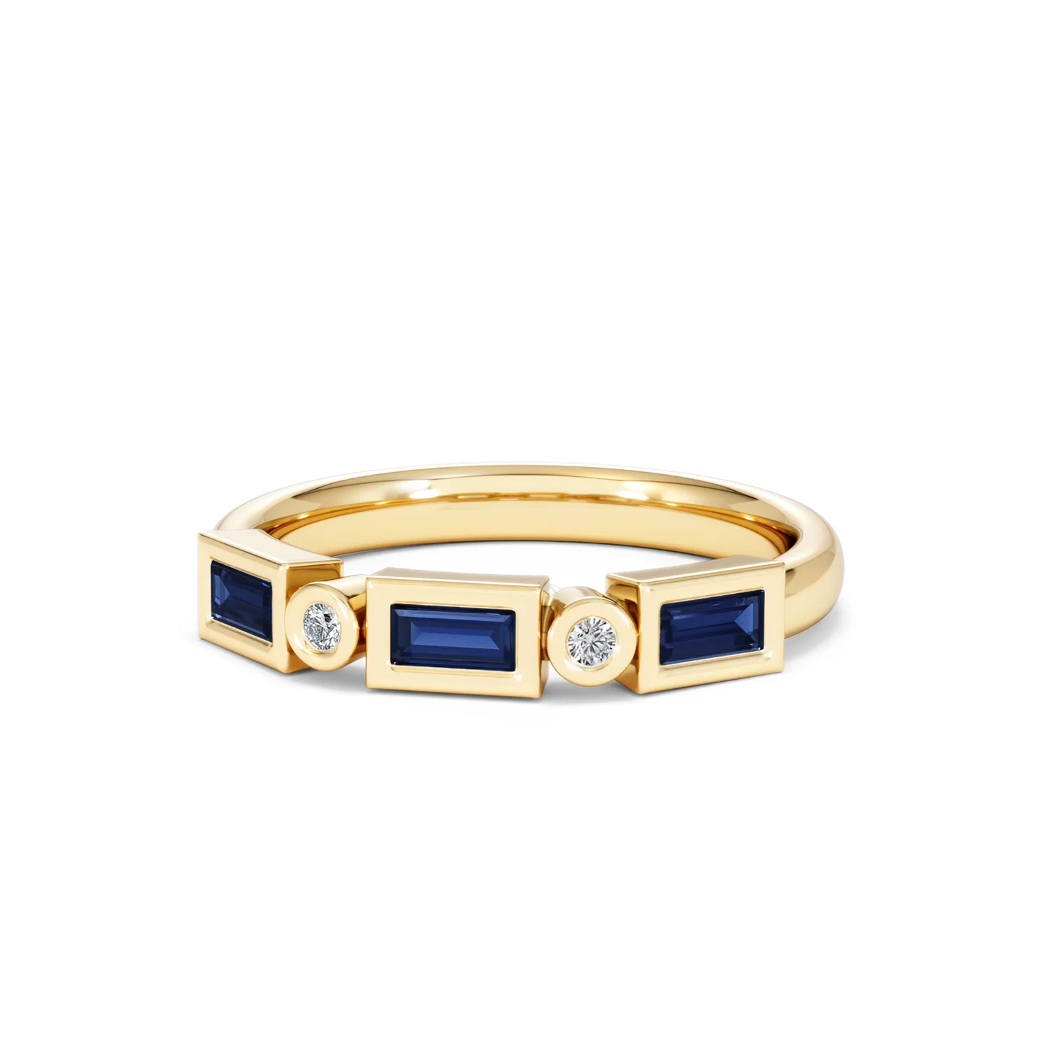 Forme 0.48ct Baguette Cut Lab Sapphire 5 Stones Ring in 18K Gold Vermeil - Image 84