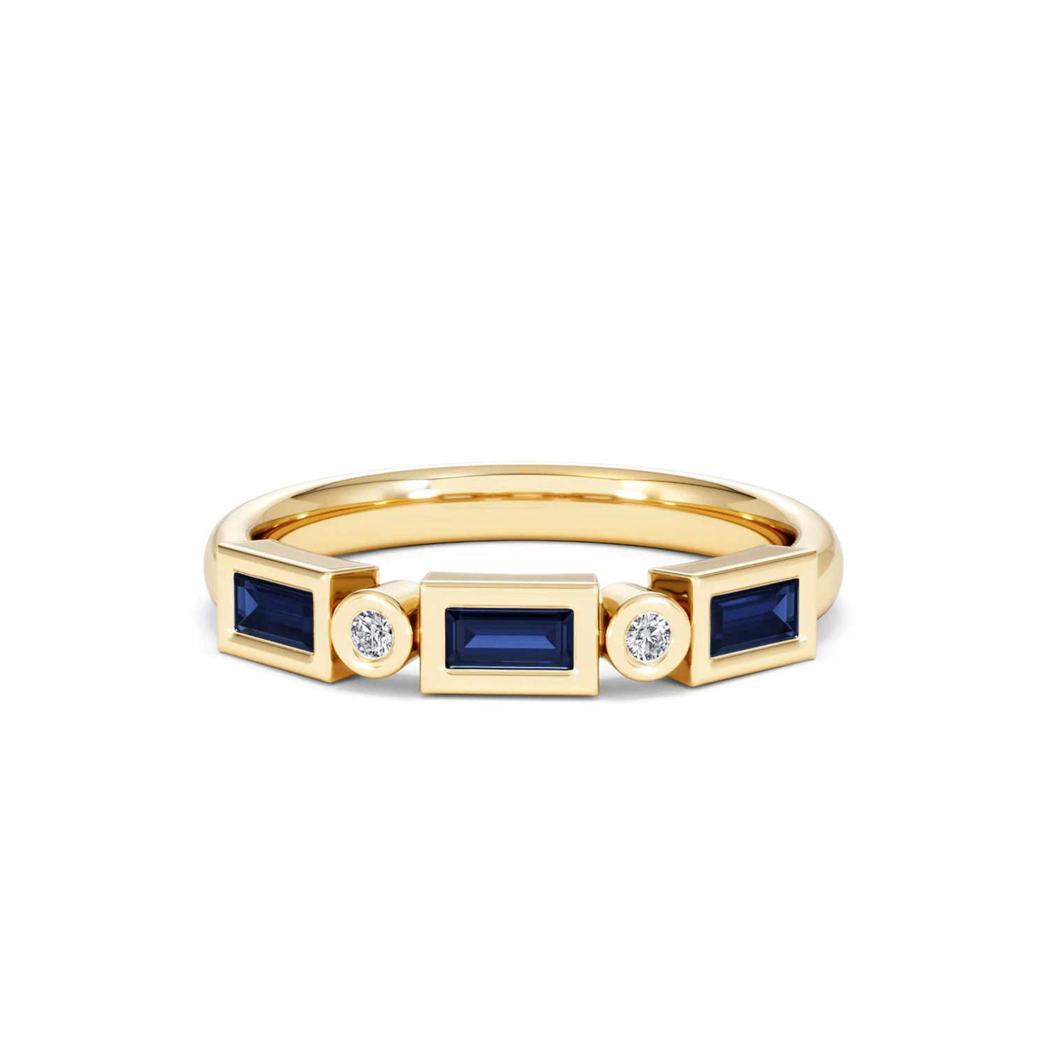 Forme 0.48ct Baguette Cut Lab Sapphire 5 Stones Ring in 18K Gold Vermeil - Image 86