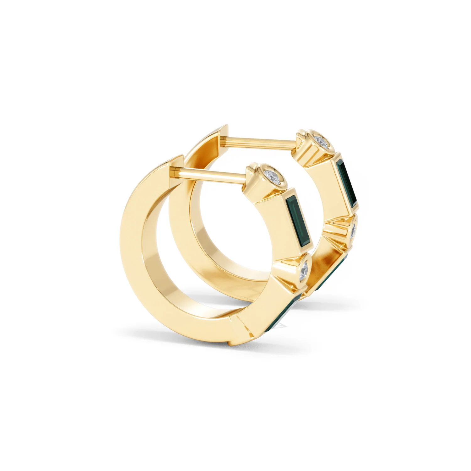 Forme 0.52ct Baguette Cut Lab Emerald  Huggie Earrings in 18K Gold Vermeil - Image 23