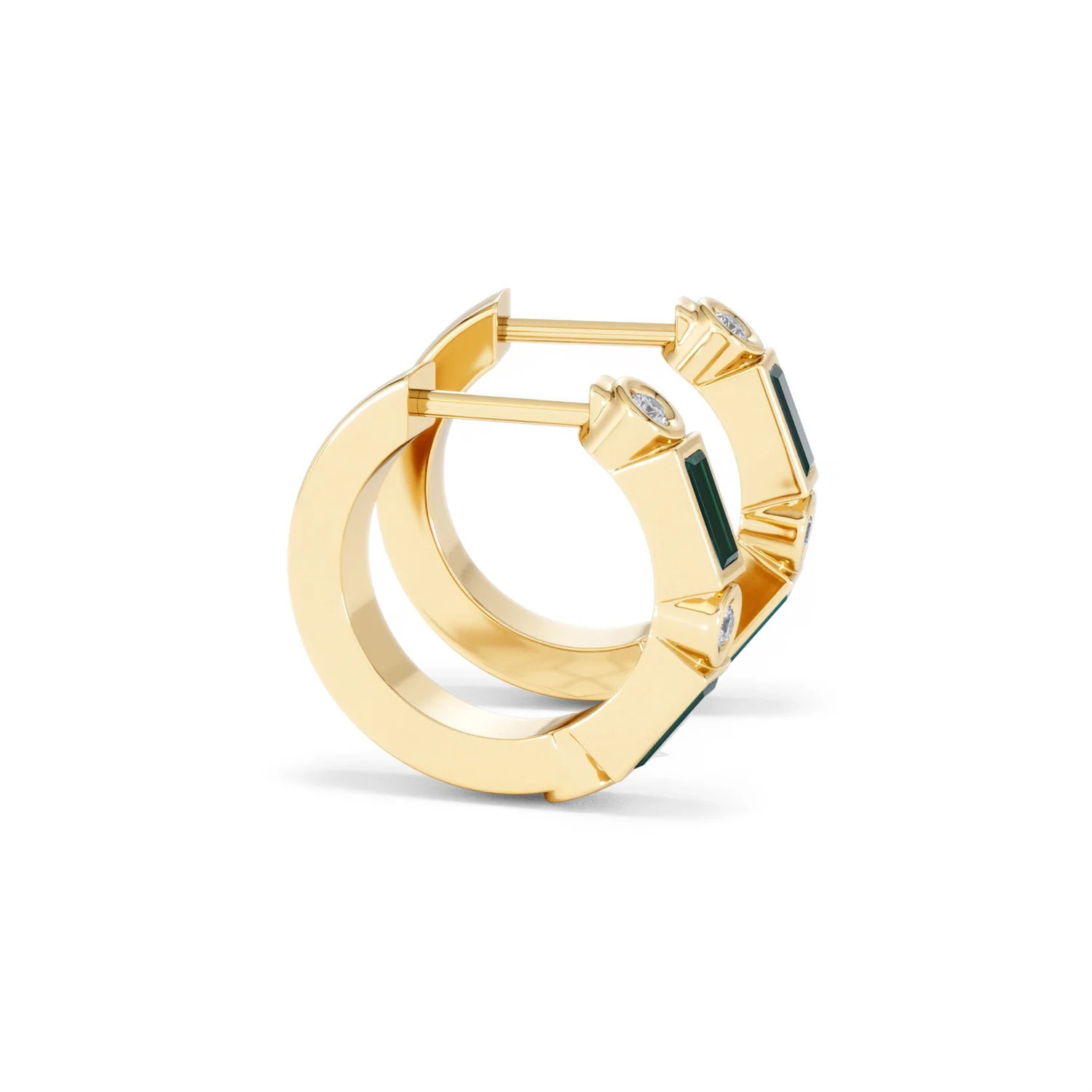 Forme 0.52ct Baguette Cut Lab Emerald  Huggie Earrings in 18K Gold Vermeil - Image 24