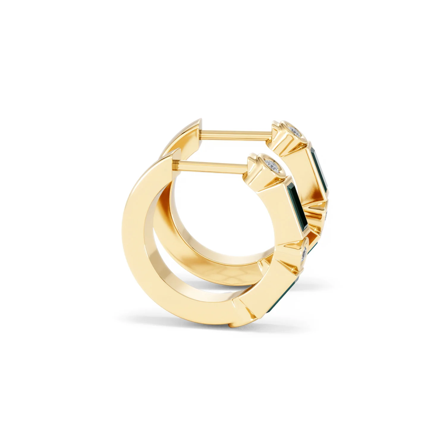 Forme 0.52ct Baguette Cut Lab Emerald  Huggie Earrings in 18K Gold Vermeil - Image 25