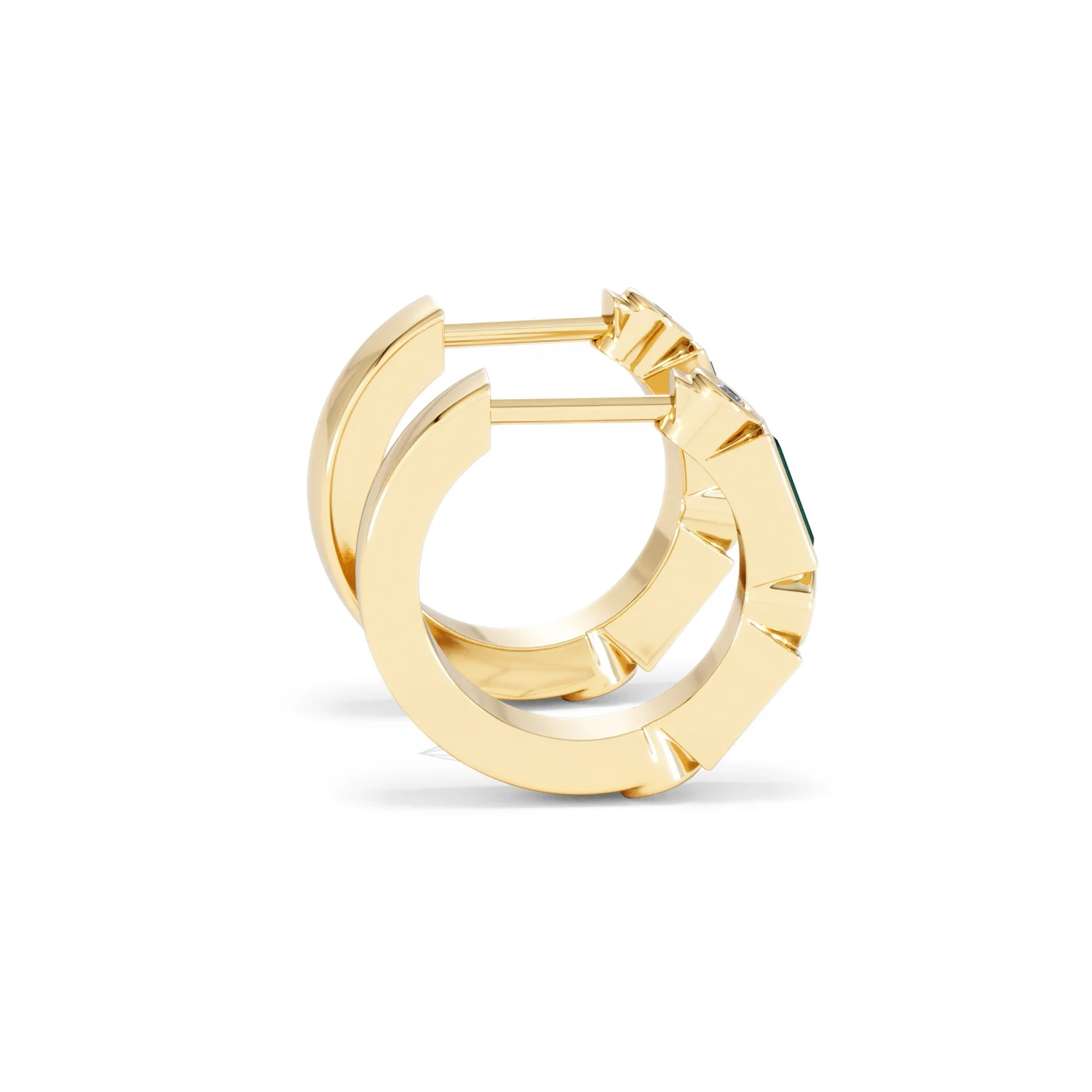 Forme 0.52ct Baguette Cut Lab Emerald  Huggie Earrings in 18K Gold Vermeil - Image 29