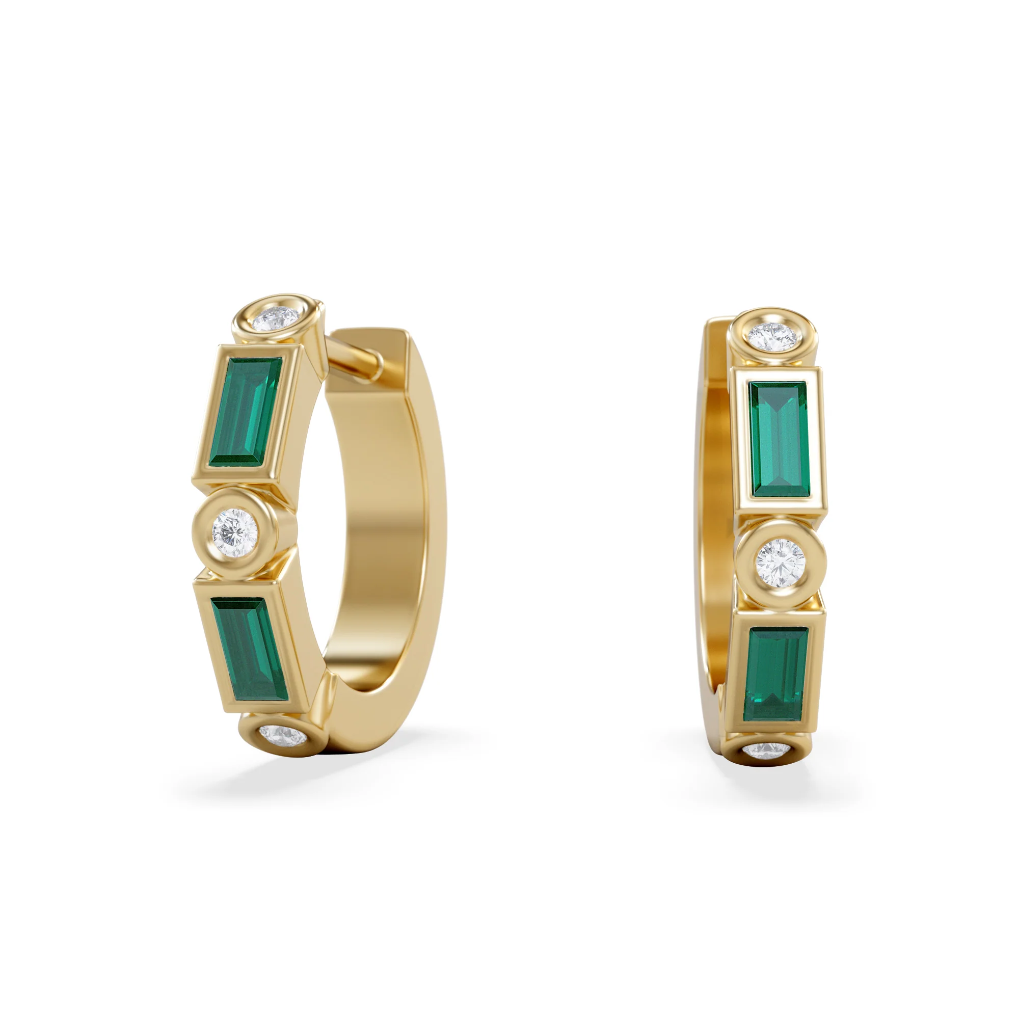 Forme 0.52ct Baguette Cut Lab Emerald  Huggie Earrings in 18K Gold Vermeil - Image 3