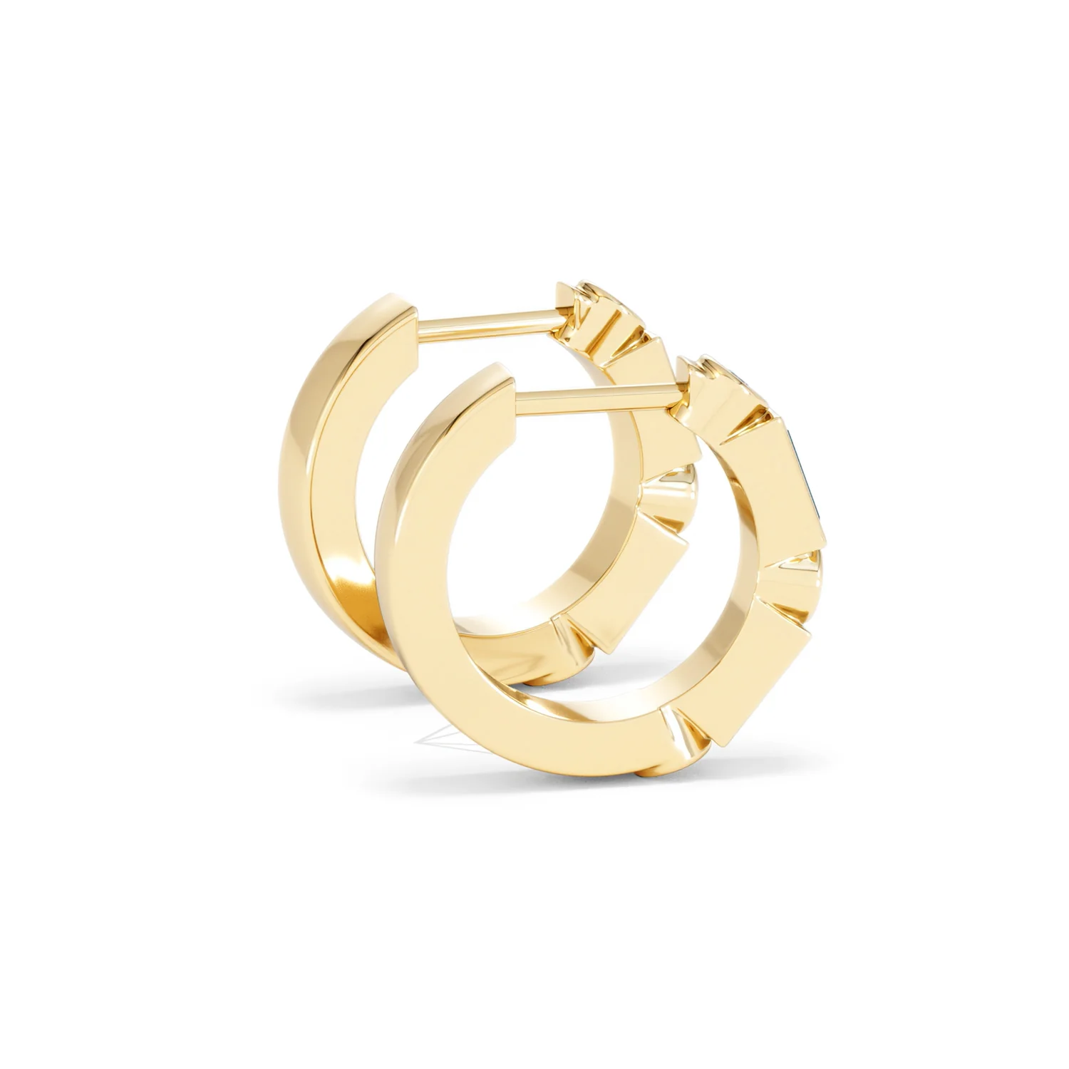 Forme 0.52ct Baguette Cut Lab Emerald  Huggie Earrings in 18K Gold Vermeil - Image 31