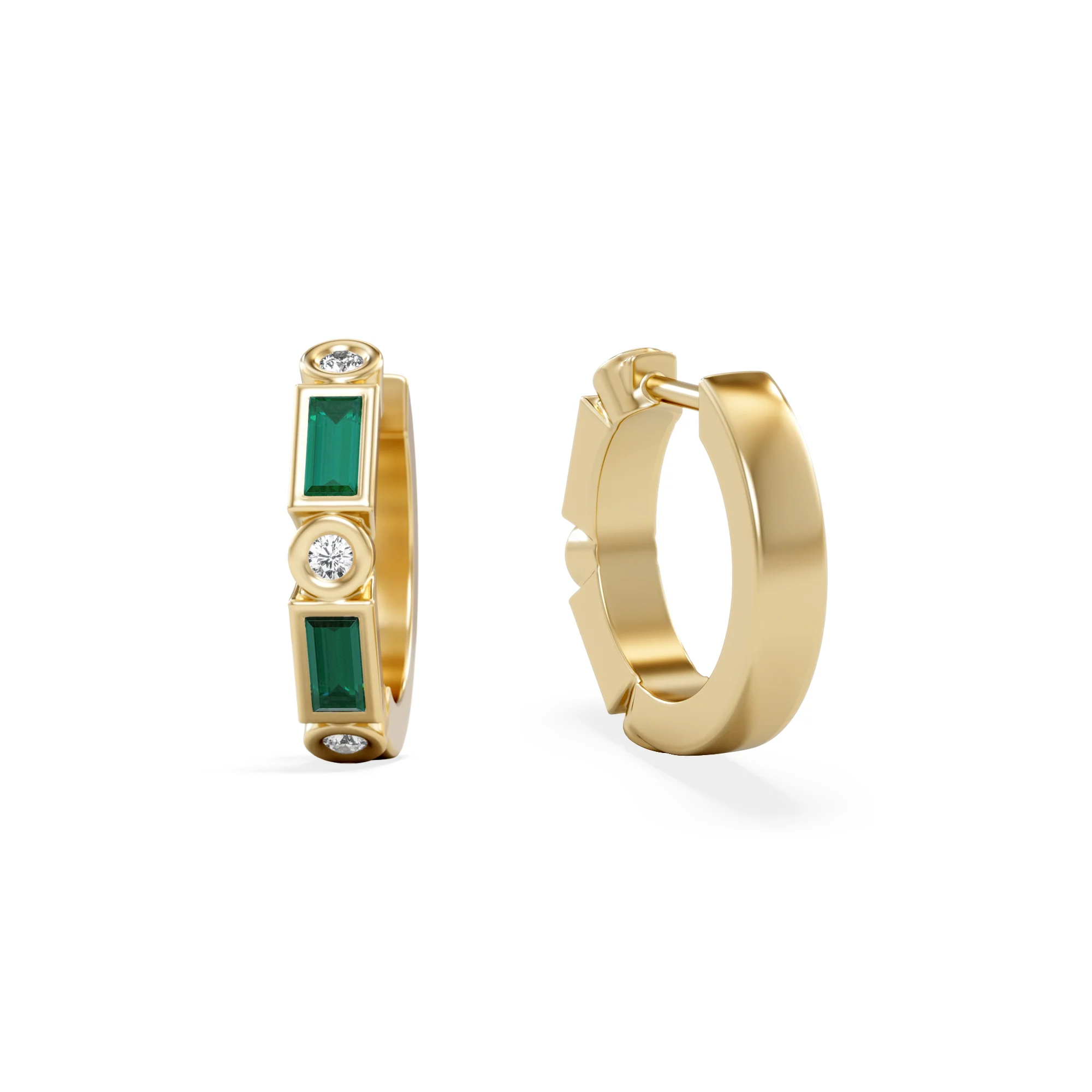 Forme 0.52ct Baguette Cut Lab Emerald  Huggie Earrings in 18K Gold Vermeil - Image 6