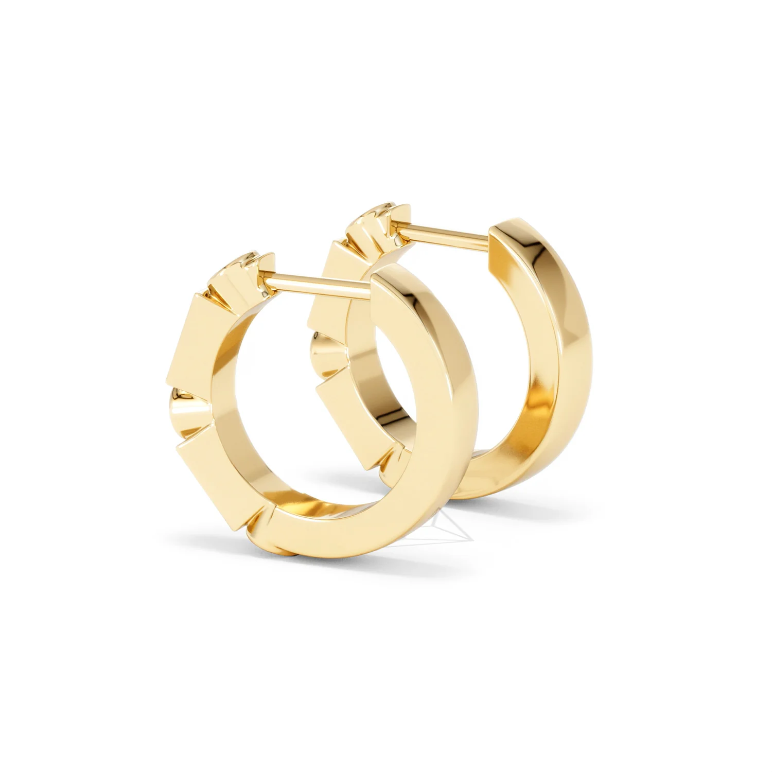 Forme 0.52ct Baguette Cut Lab Emerald  Huggie Earrings in 18K Gold Vermeil - Image 60