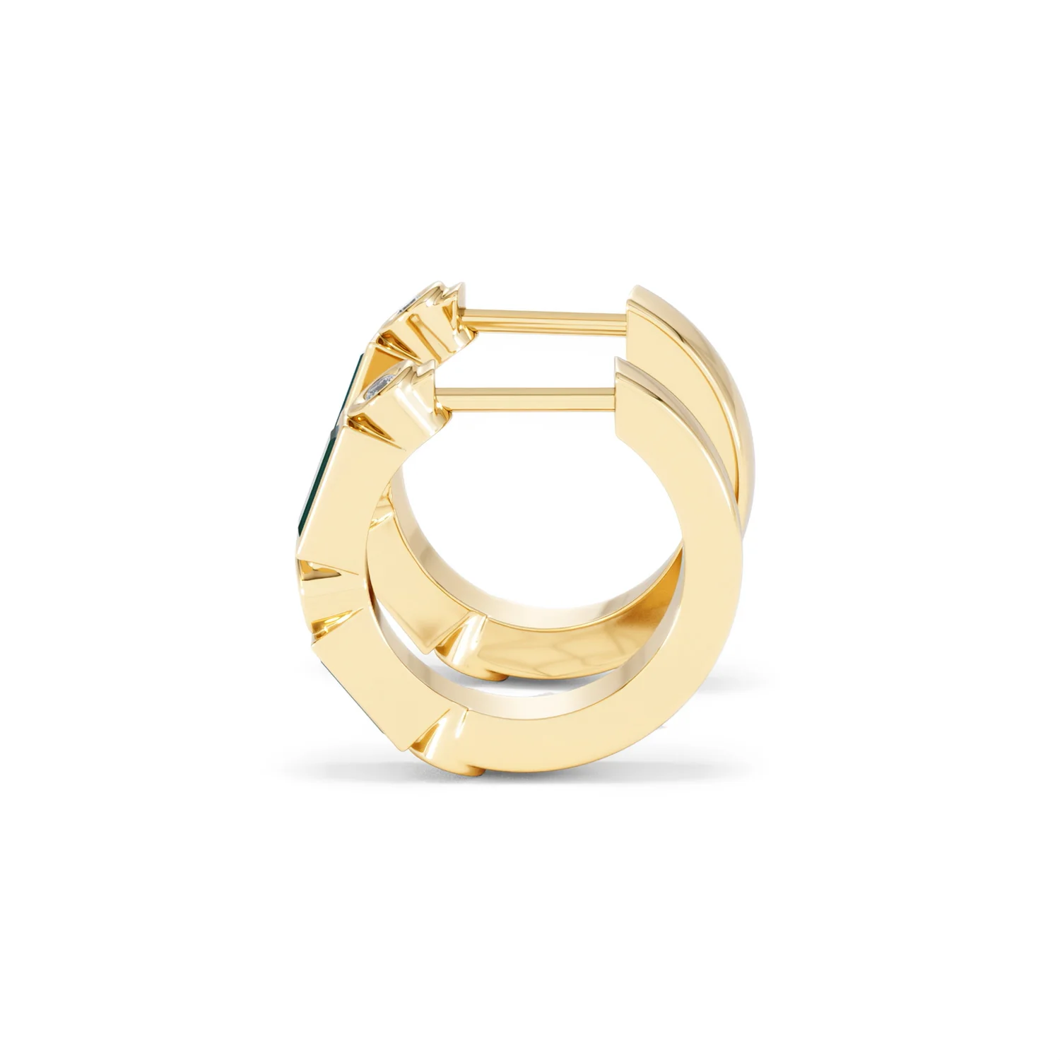 Forme 0.52ct Baguette Cut Lab Emerald  Huggie Earrings in 18K Gold Vermeil - Image 66