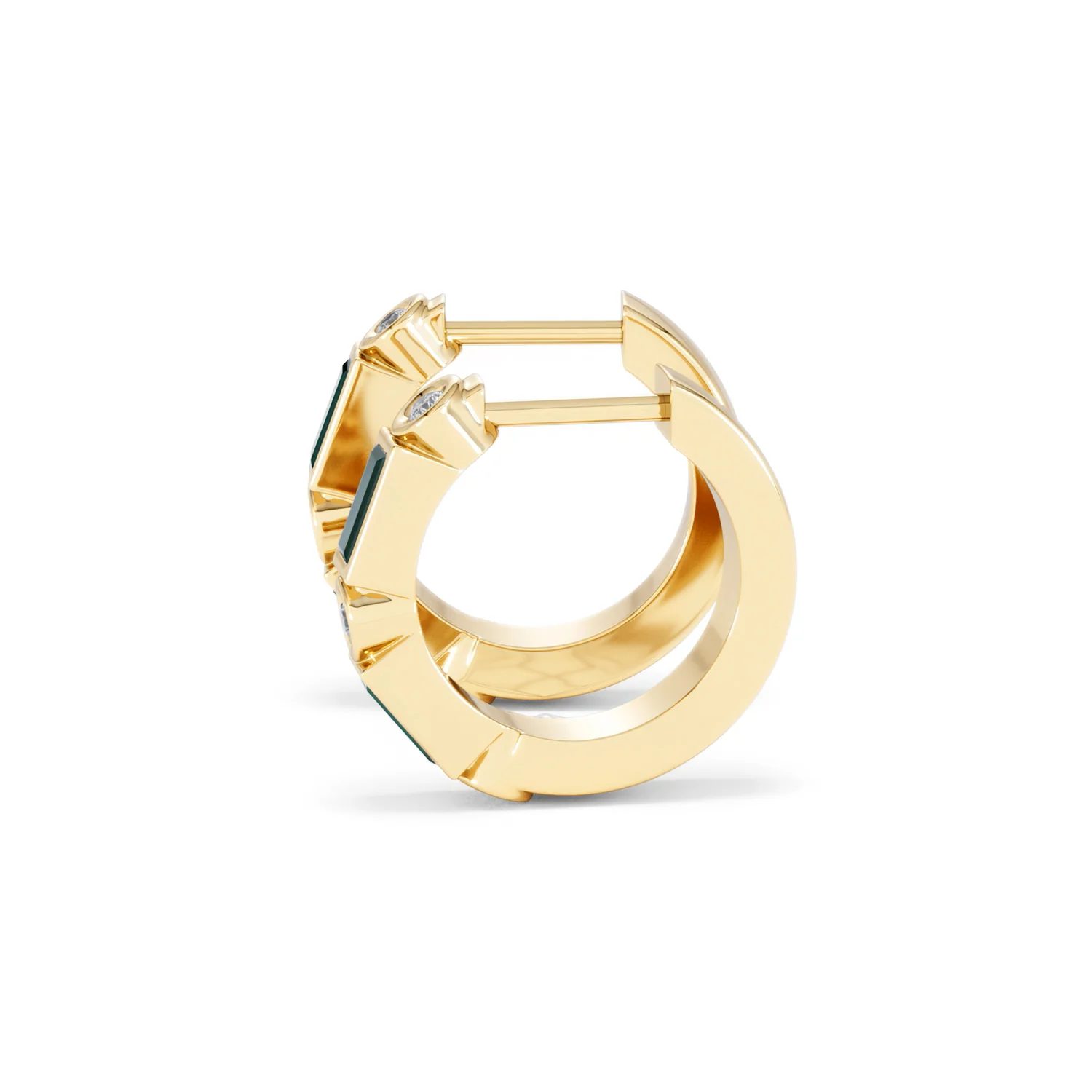 Forme 0.52ct Baguette Cut Lab Emerald  Huggie Earrings in 18K Gold Vermeil - Image 68
