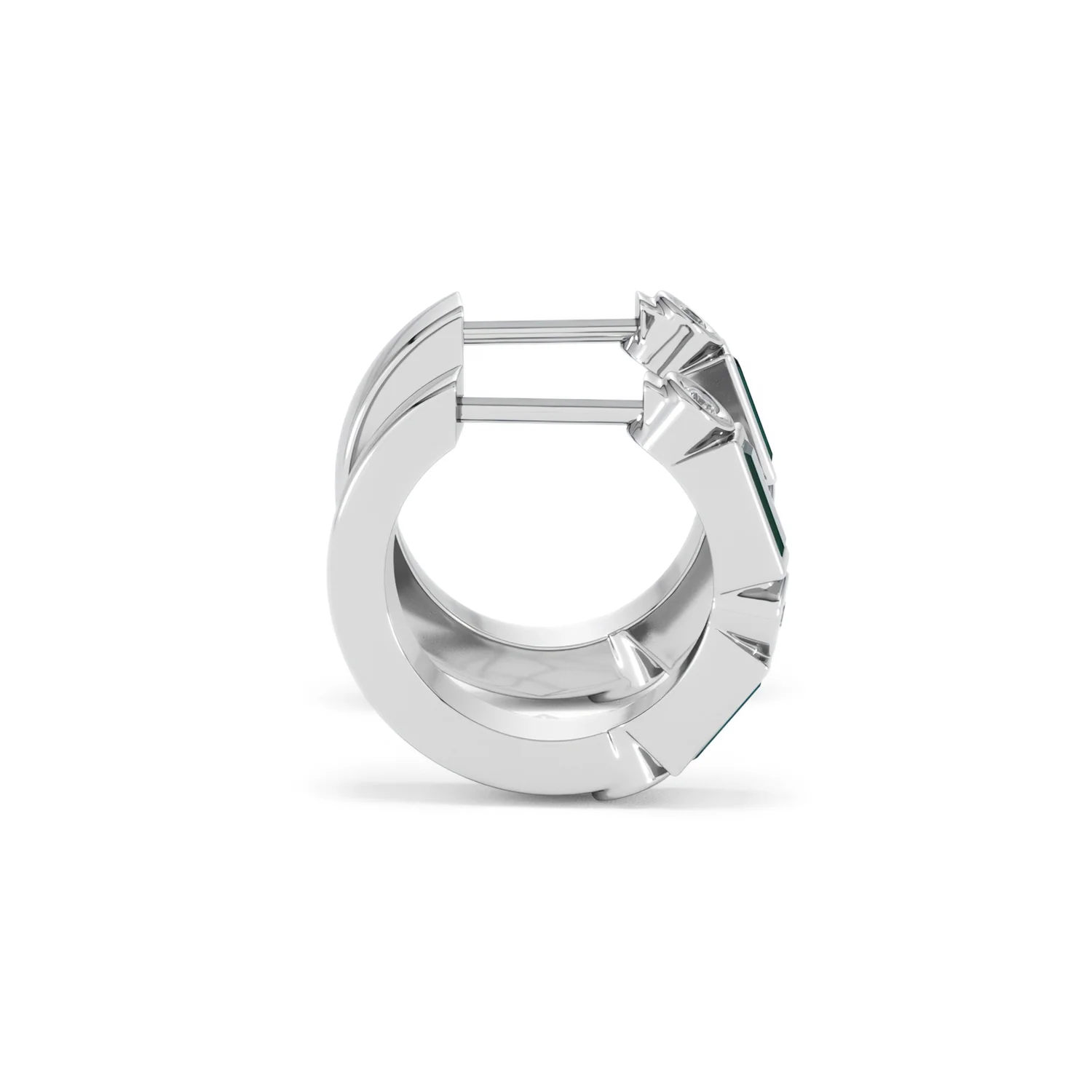 Forme 0.52ct Baguette Cut Lab Emerald  Huggie Earrings in Sterling Silver - Image 27
