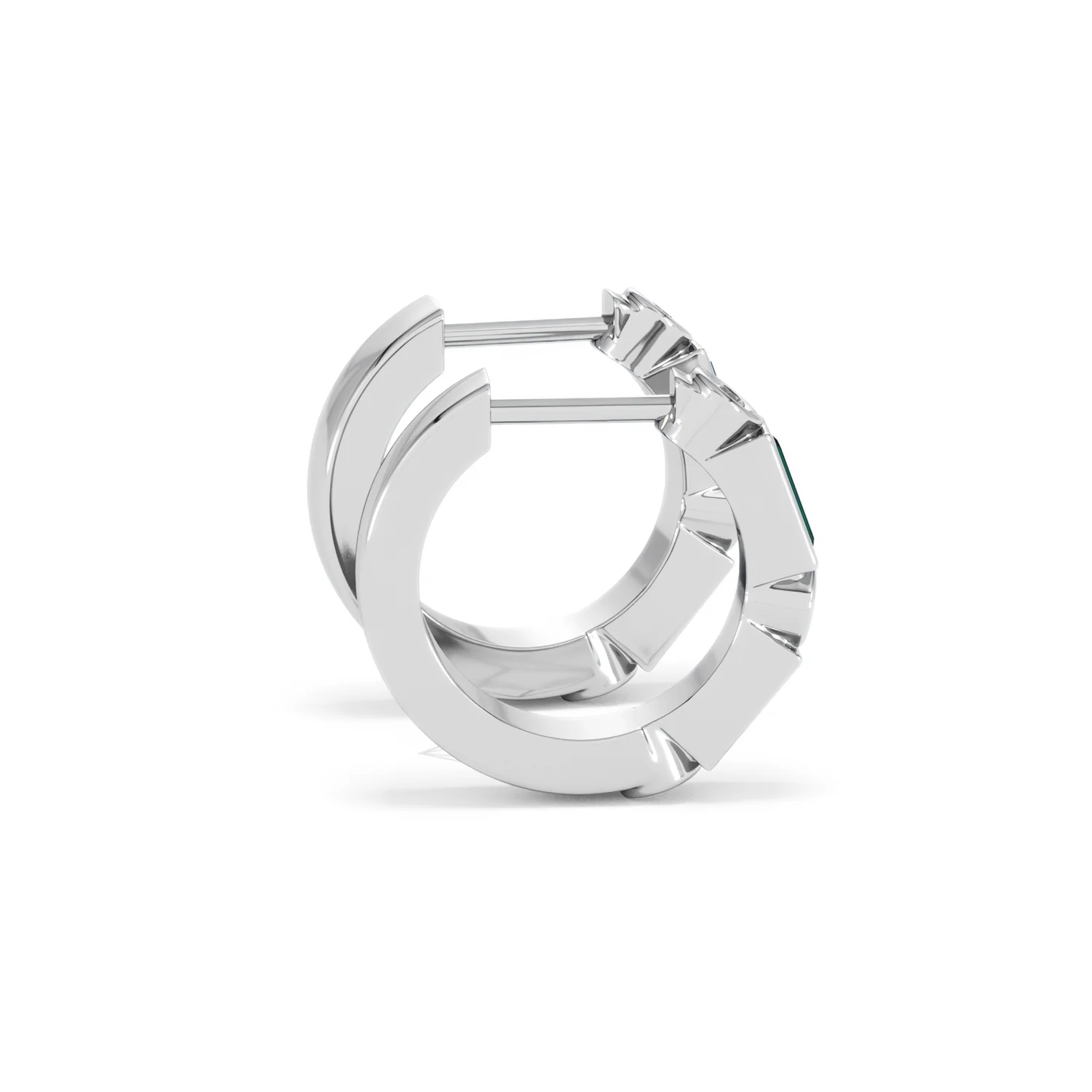Forme 0.52ct Baguette Cut Lab Emerald  Huggie Earrings in Sterling Silver - Image 29