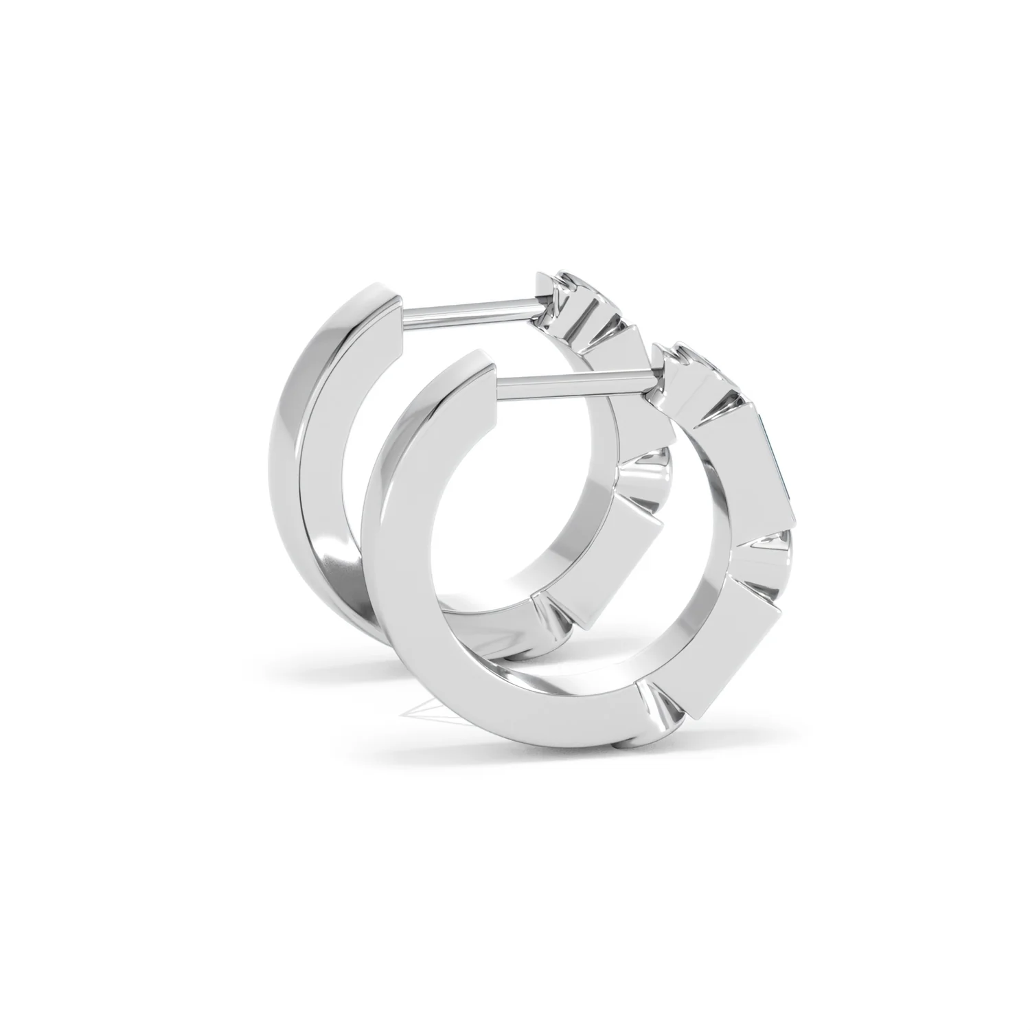 Forme 0.52ct Baguette Cut Lab Emerald  Huggie Earrings in Sterling Silver - Image 31