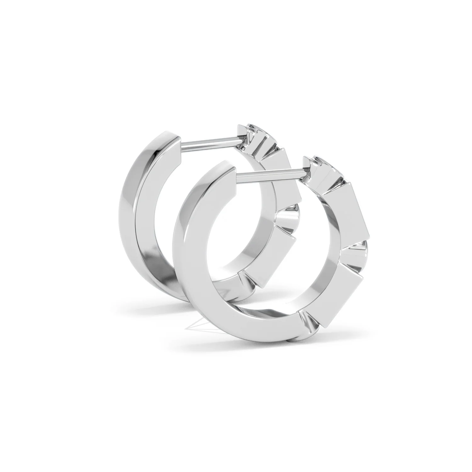 Forme 0.52ct Baguette Cut Lab Emerald  Huggie Earrings in Sterling Silver - Image 32