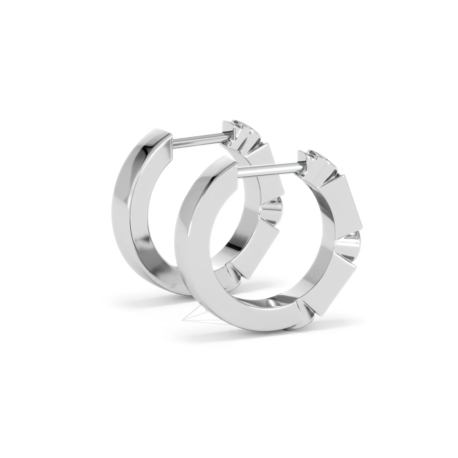 Forme 0.52ct Baguette Cut Lab Emerald  Huggie Earrings in Sterling Silver - Image 33
