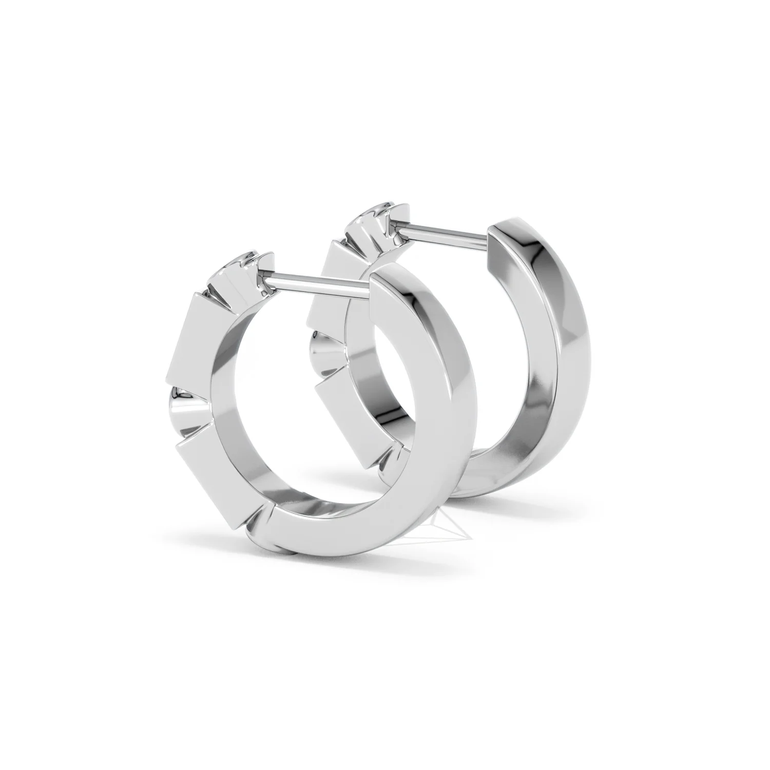 Forme 0.52ct Baguette Cut Lab Emerald  Huggie Earrings in Sterling Silver - Image 60