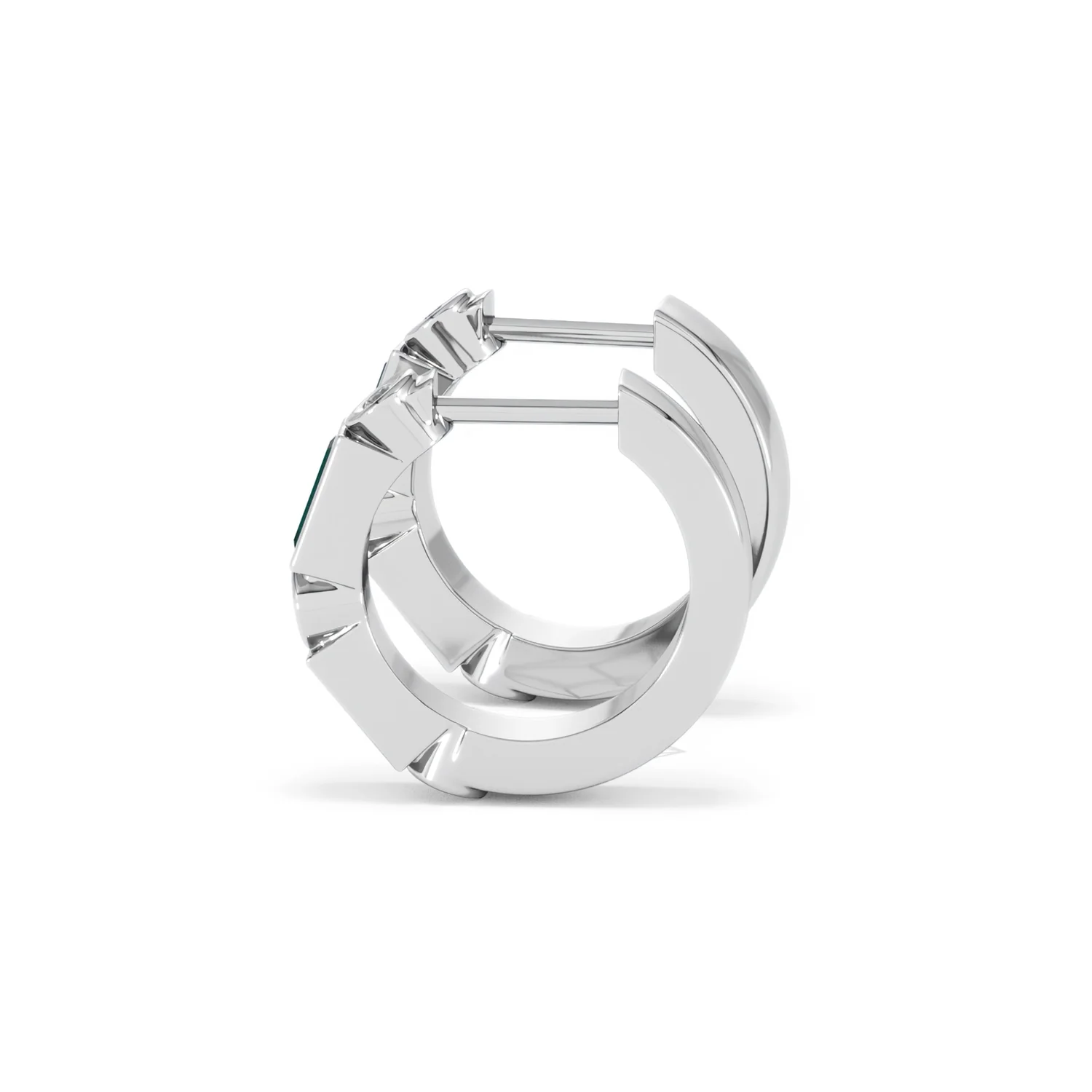 Forme 0.52ct Baguette Cut Lab Emerald  Huggie Earrings in Sterling Silver - Image 65