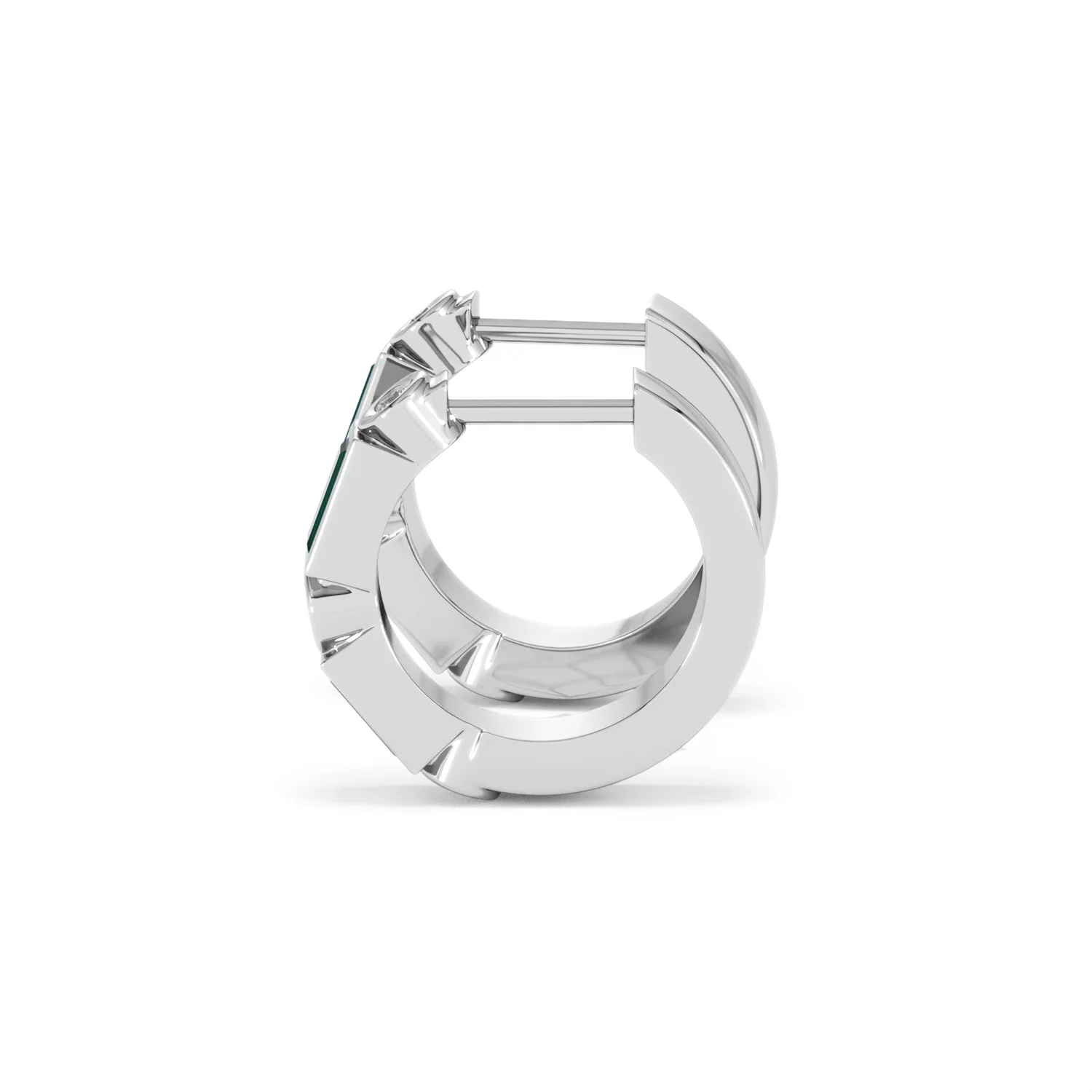 Forme 0.52ct Baguette Cut Lab Emerald  Huggie Earrings in Sterling Silver - Image 66