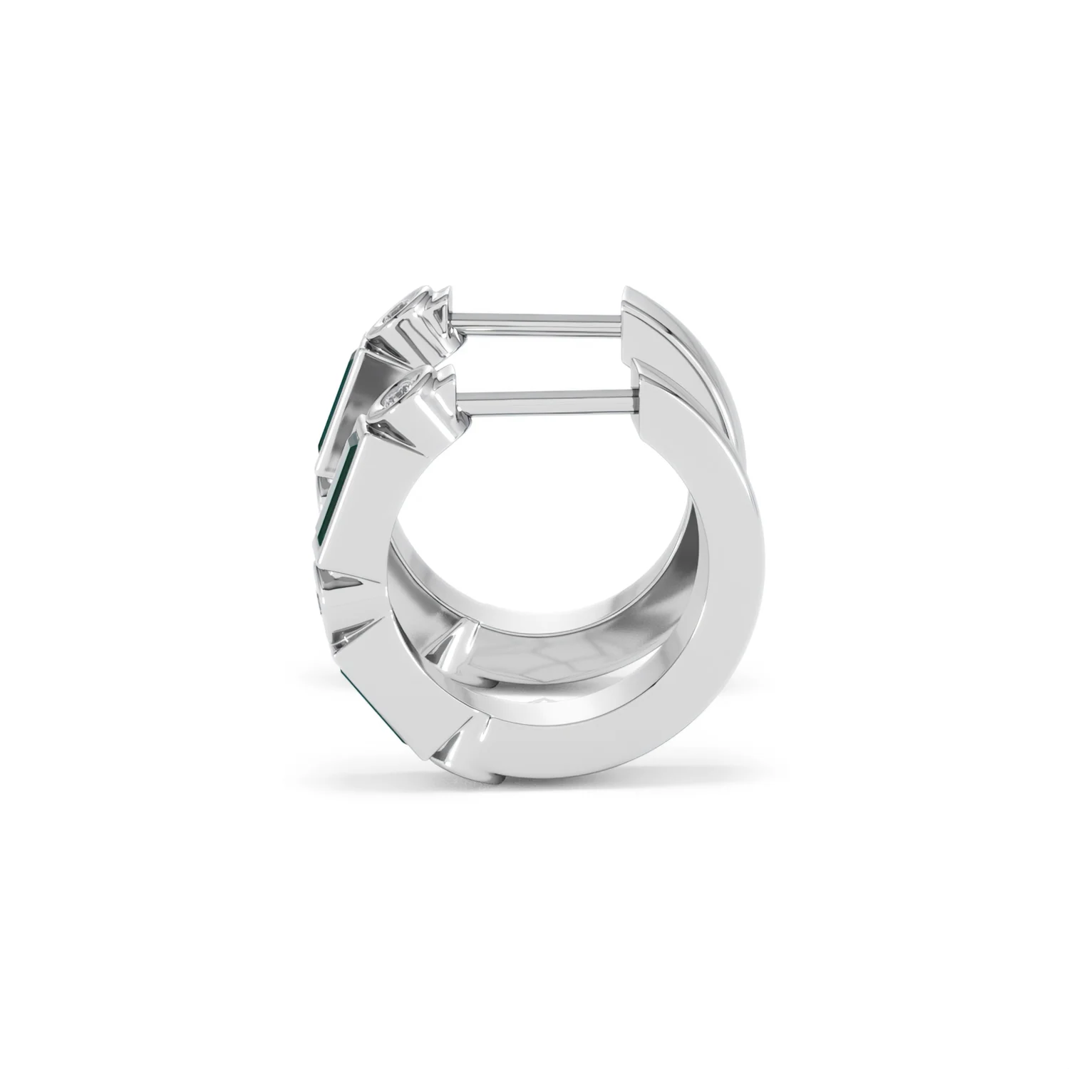 Forme 0.52ct Baguette Cut Lab Emerald  Huggie Earrings in Sterling Silver - Image 67