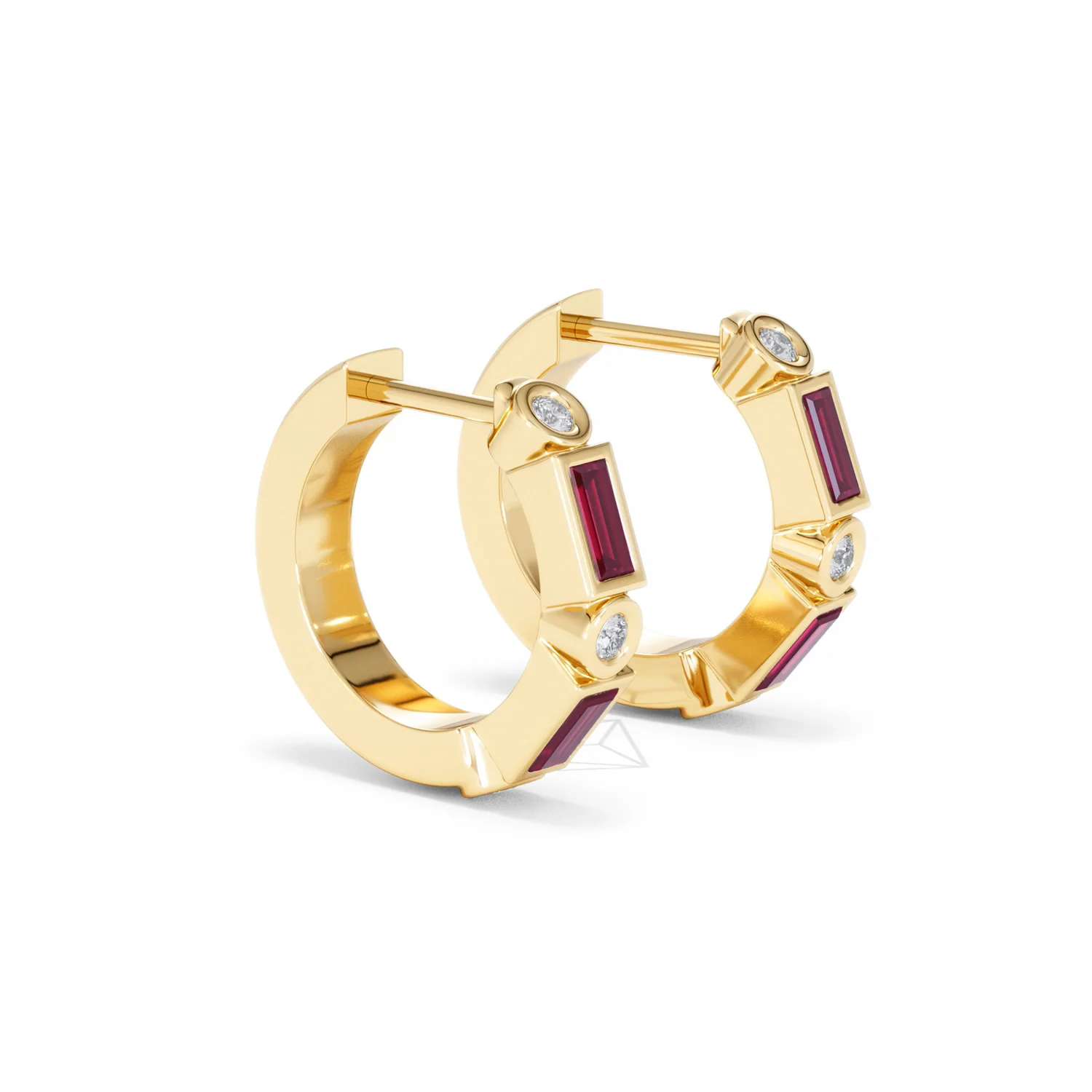 Forme 0.52ct Baguette Cut Lab Ruby Huggie Earrings in 18K Gold Vermeil - Image 19