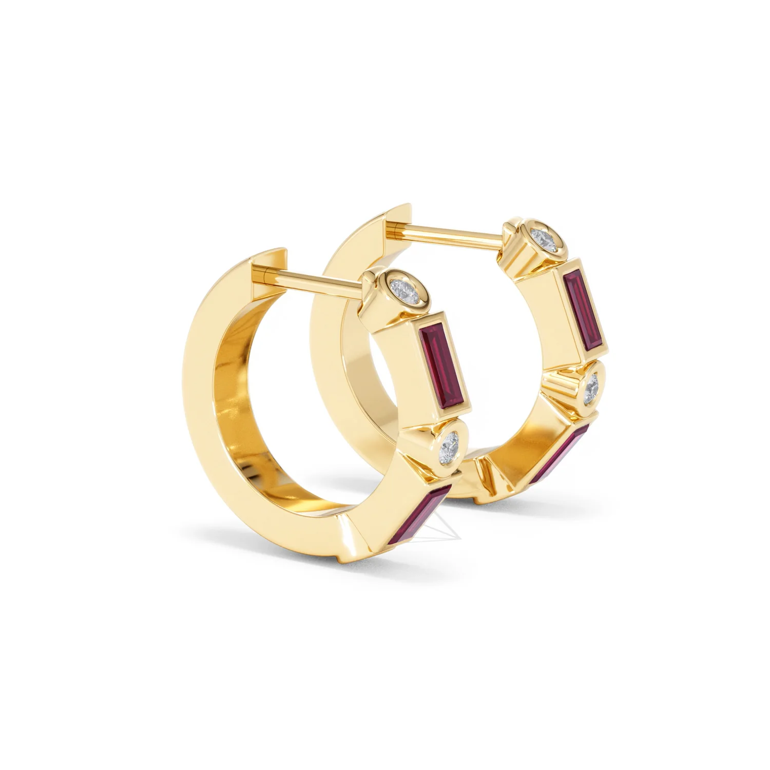 Forme 0.52ct Baguette Cut Lab Ruby Huggie Earrings in 18K Gold Vermeil - Image 20