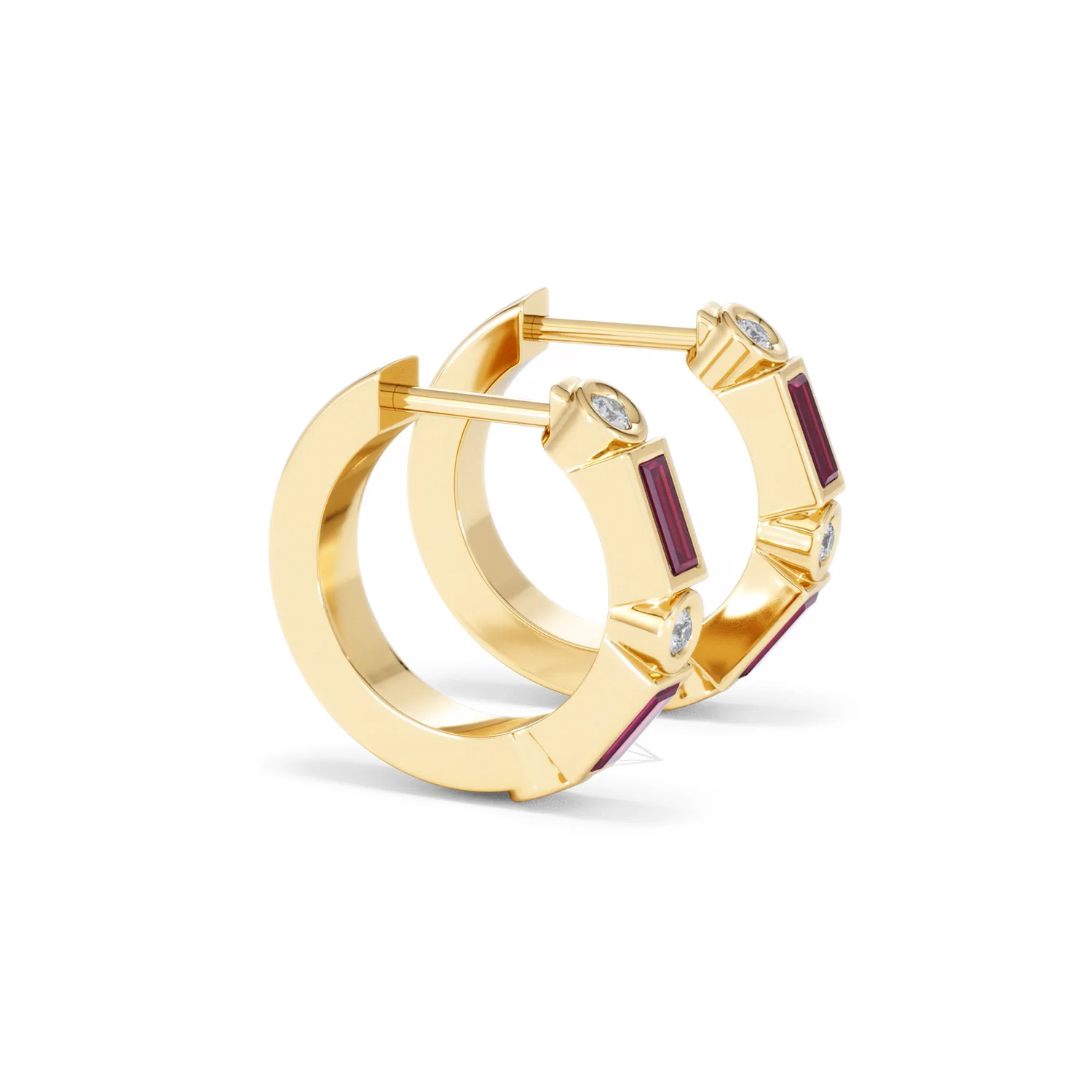 Forme 0.52ct Baguette Cut Lab Ruby Huggie Earrings in 18K Gold Vermeil - Image 22
