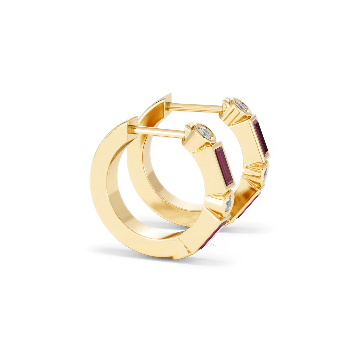 Forme 0.52ct Baguette Cut Lab Ruby Huggie Earrings in 18K Gold Vermeil - Image 23