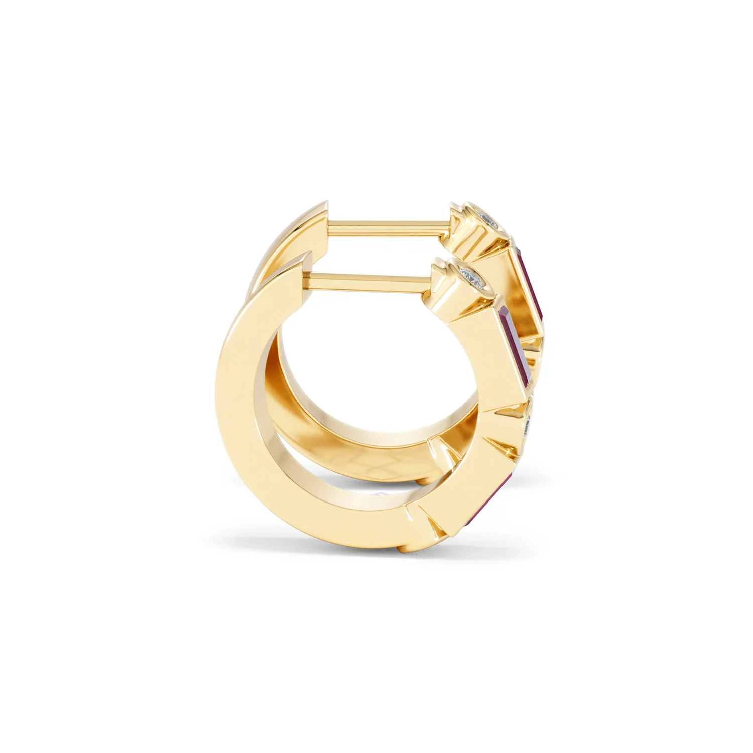 Forme 0.52ct Baguette Cut Lab Ruby Huggie Earrings in 18K Gold Vermeil - Image 26