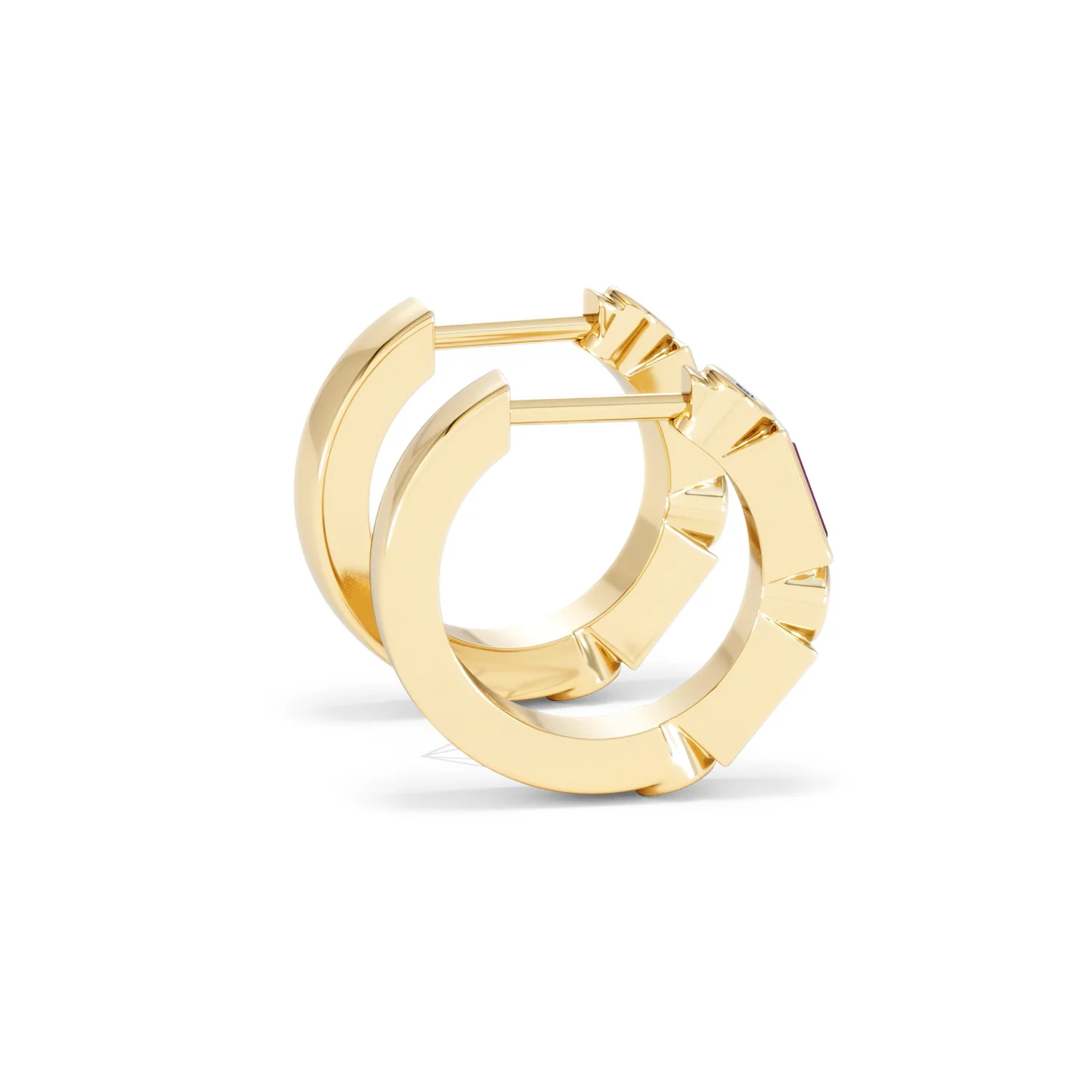 Forme 0.52ct Baguette Cut Lab Ruby Huggie Earrings in 18K Gold Vermeil - Image 30
