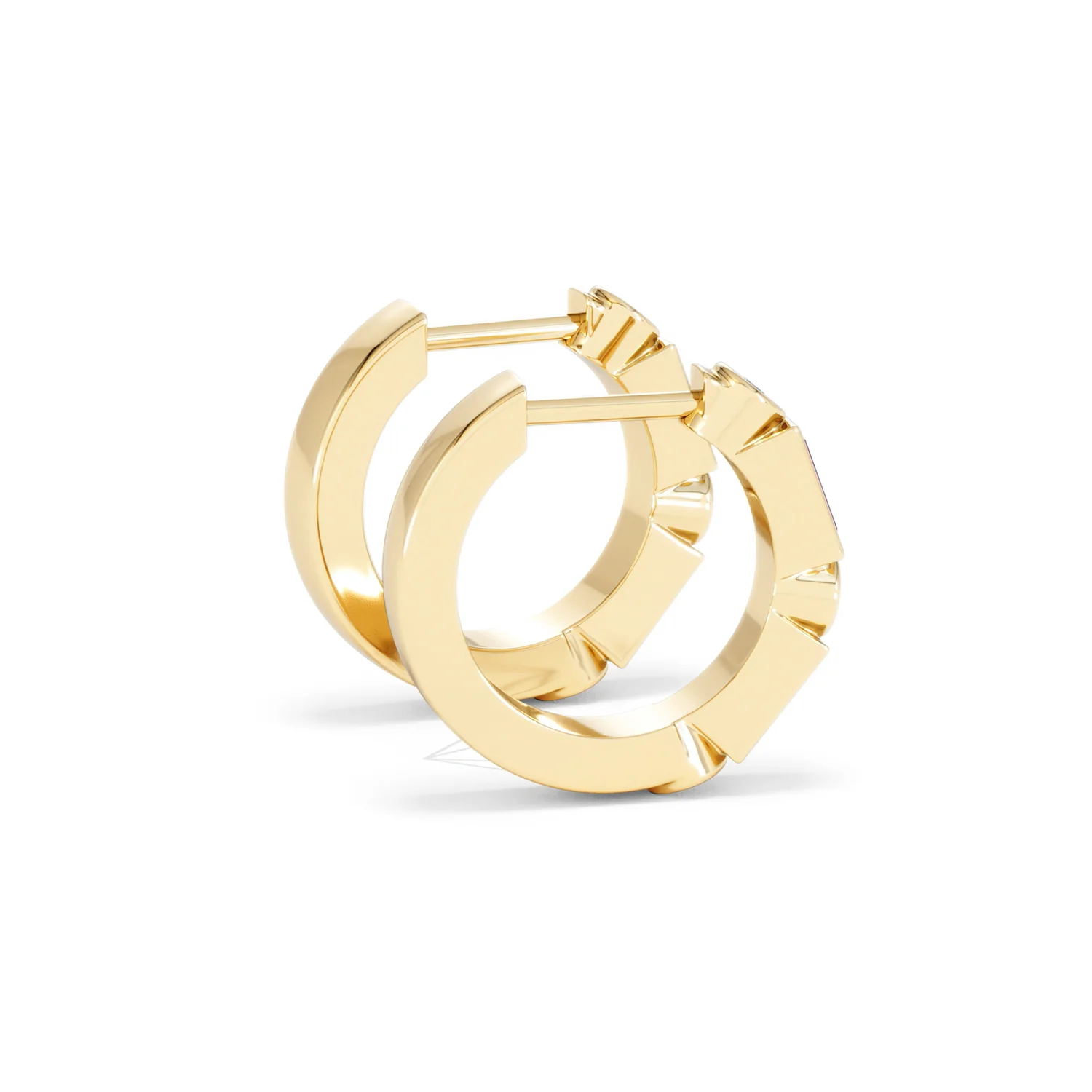 Forme 0.52ct Baguette Cut Lab Ruby Huggie Earrings in 18K Gold Vermeil - Image 31