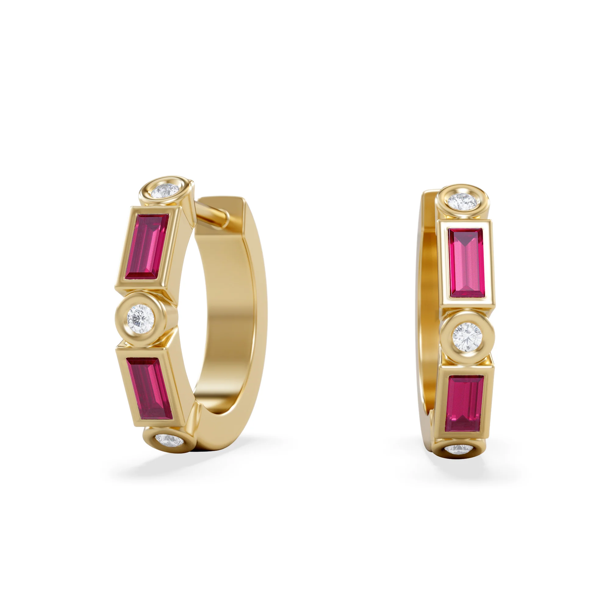 Forme 0.52ct Baguette Cut Lab Ruby Huggie Earrings in 18K Gold Vermeil - Image 5