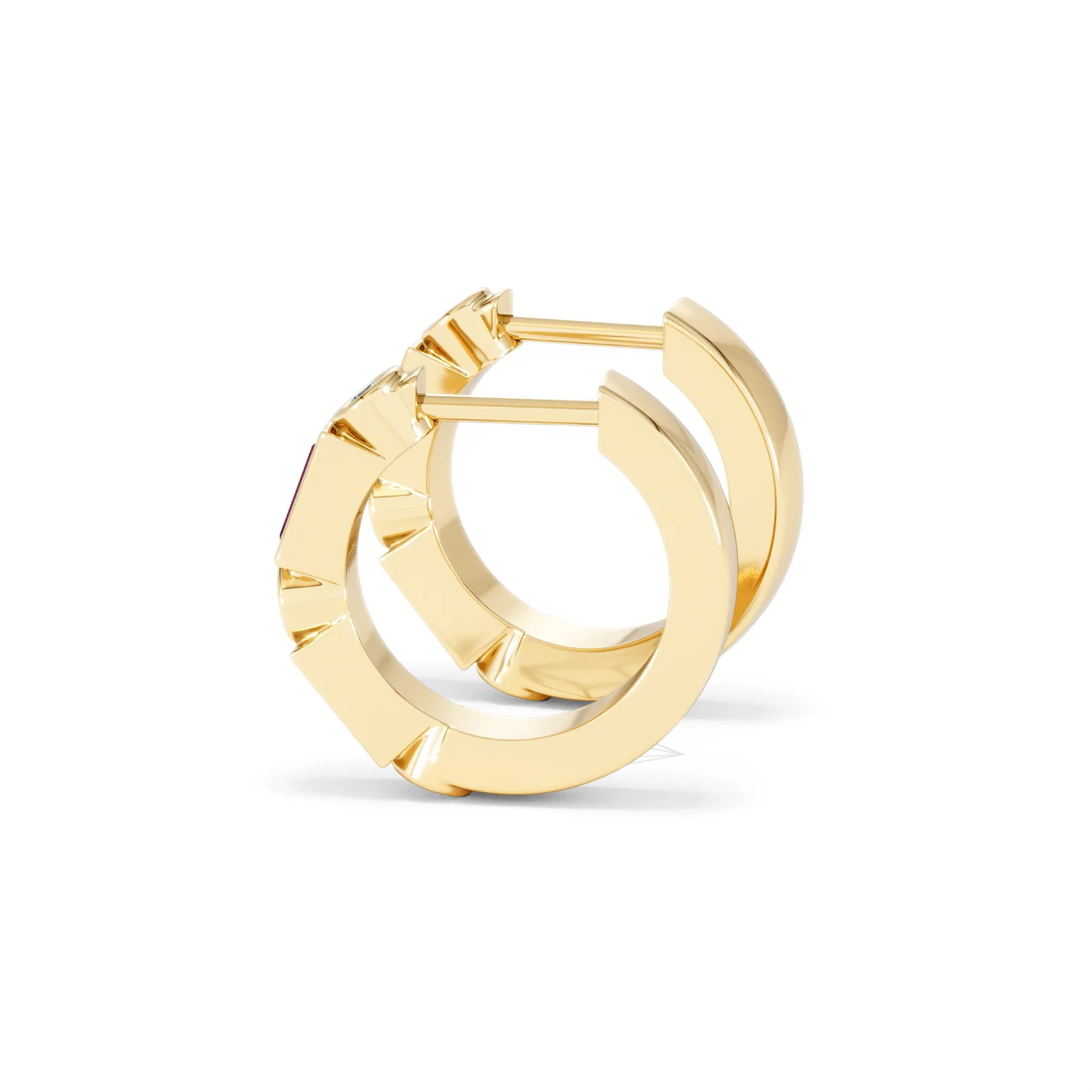 Forme 0.52ct Baguette Cut Lab Ruby Huggie Earrings in 18K Gold Vermeil - Image 64