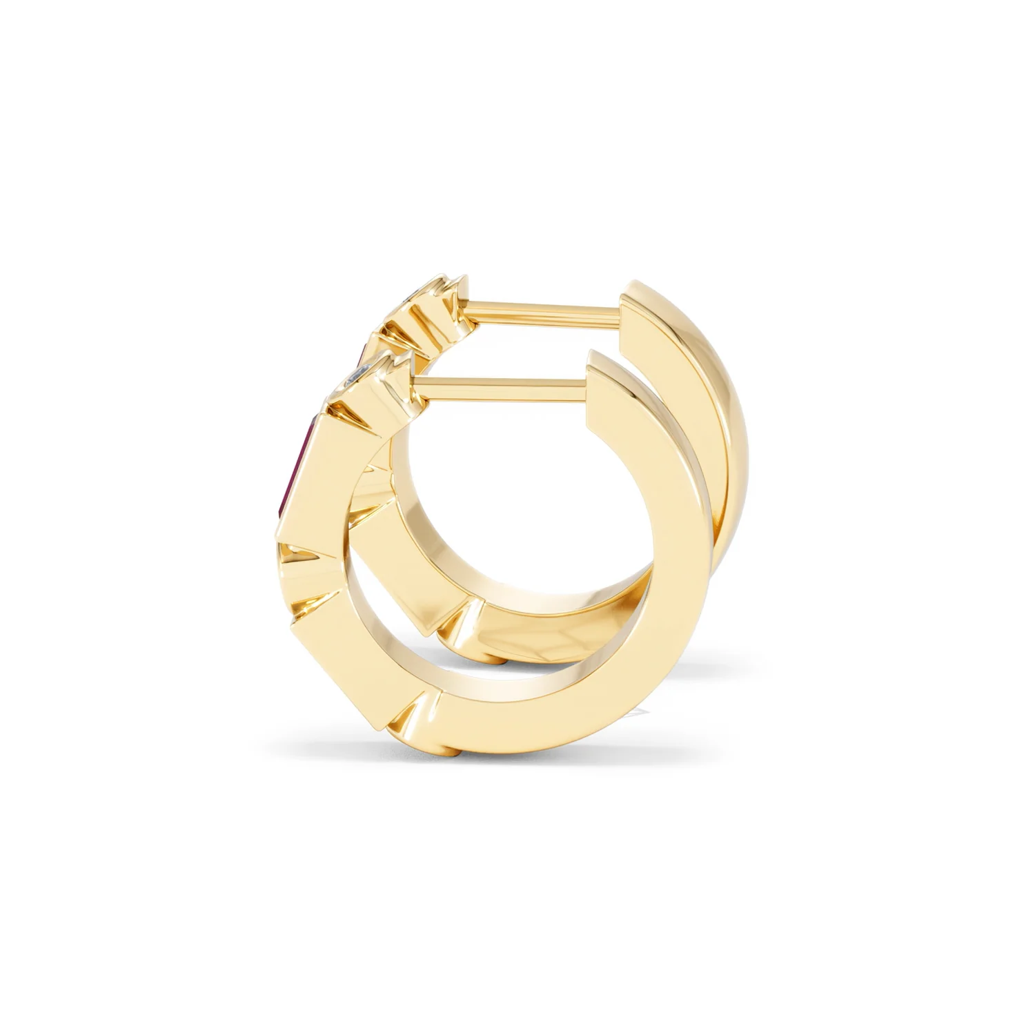 Forme 0.52ct Baguette Cut Lab Ruby Huggie Earrings in 18K Gold Vermeil - Image 65