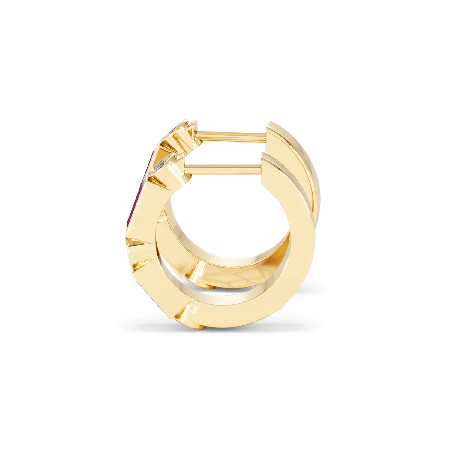 Forme 0.52ct Baguette Cut Lab Ruby Huggie Earrings in 18K Gold Vermeil - Image 66