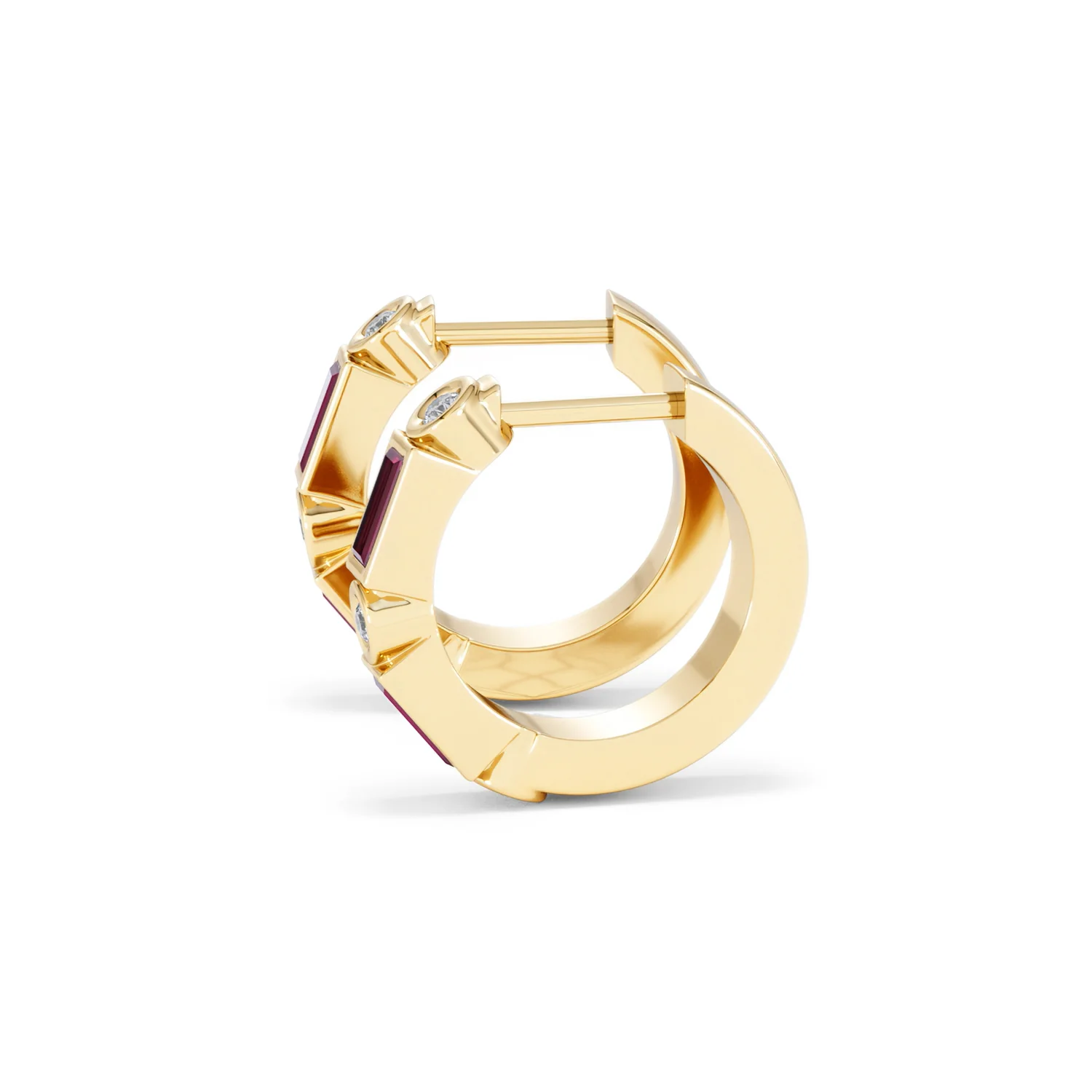 Forme 0.52ct Baguette Cut Lab Ruby Huggie Earrings in 18K Gold Vermeil - Image 69