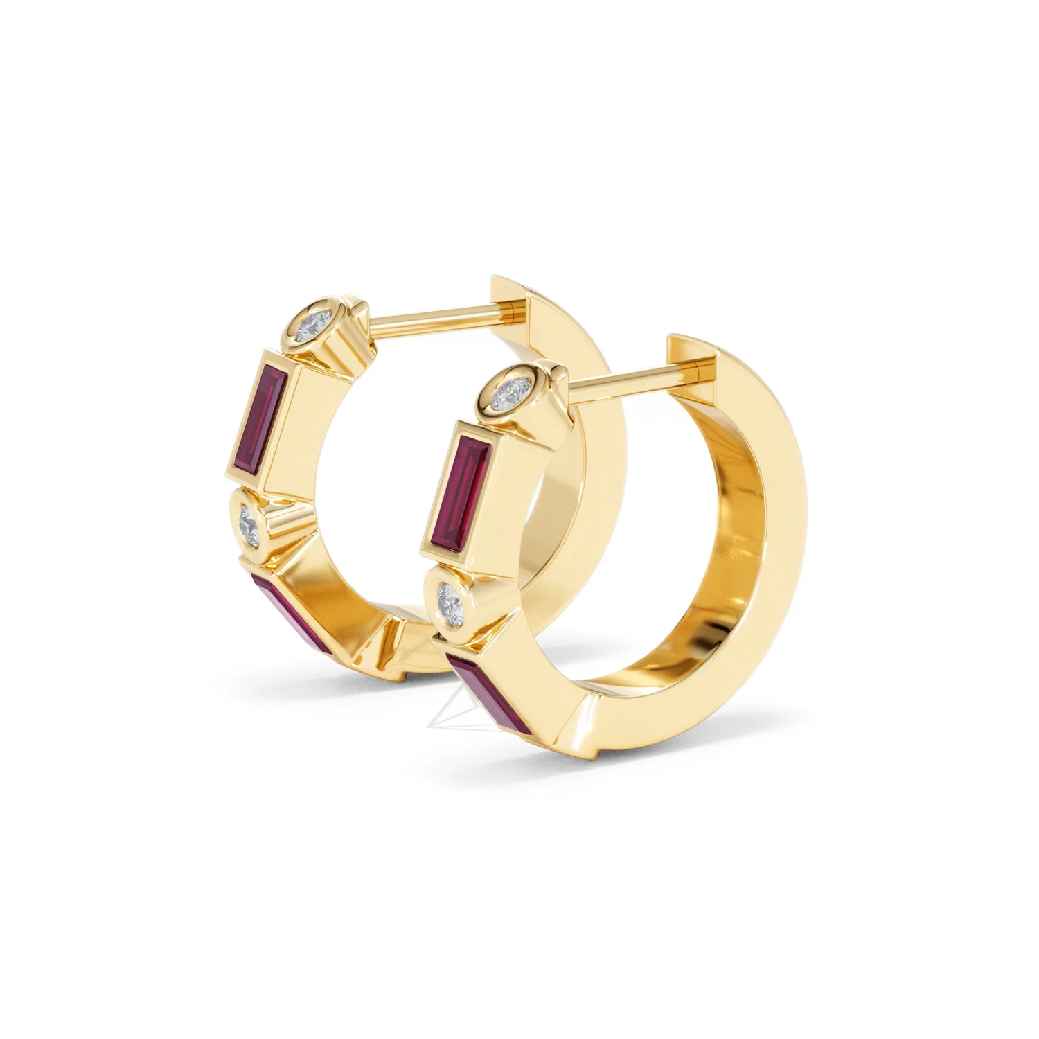 Forme 0.52ct Baguette Cut Lab Ruby Huggie Earrings in 18K Gold Vermeil - Image 74