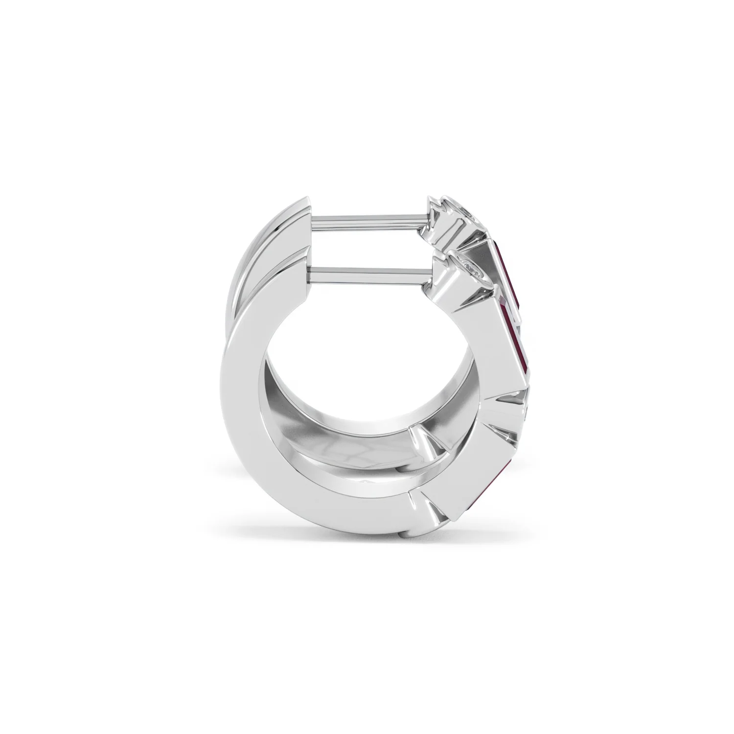 Forme 0.52ct Baguette Cut Lab Ruby Huggie Earrings in Sterling Silver - Image 27