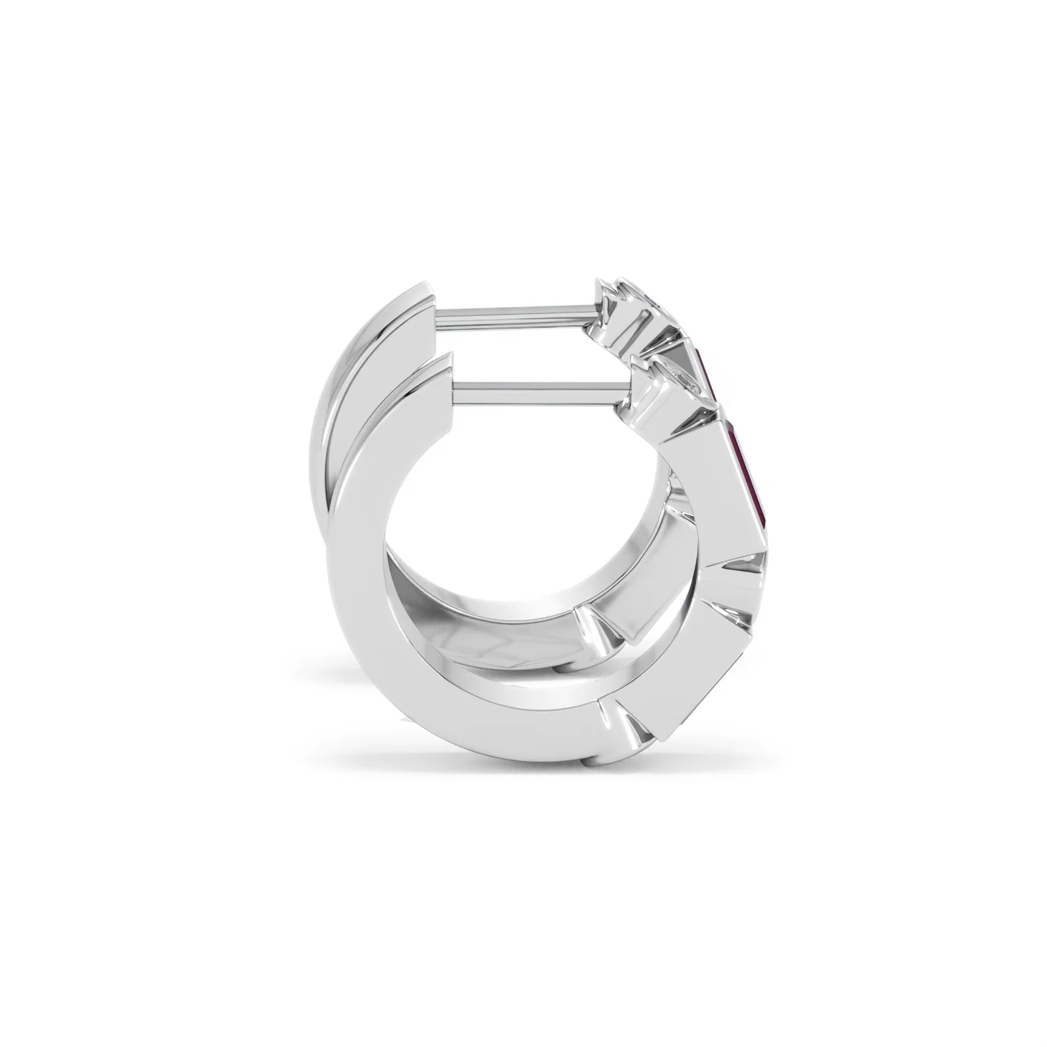 Forme 0.52ct Baguette Cut Lab Ruby Huggie Earrings in Sterling Silver - Image 28