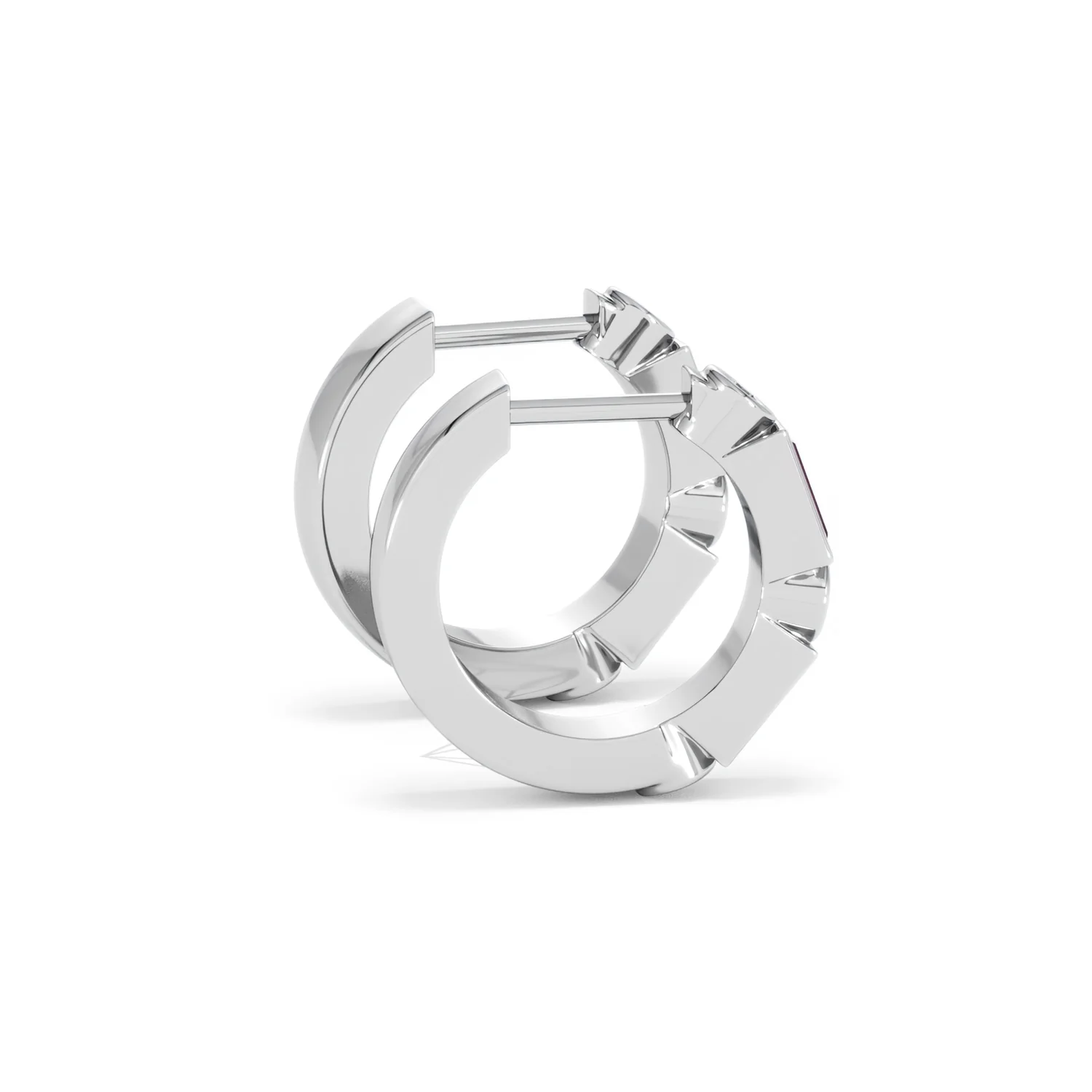 Forme 0.52ct Baguette Cut Lab Ruby Huggie Earrings in Sterling Silver - Image 30