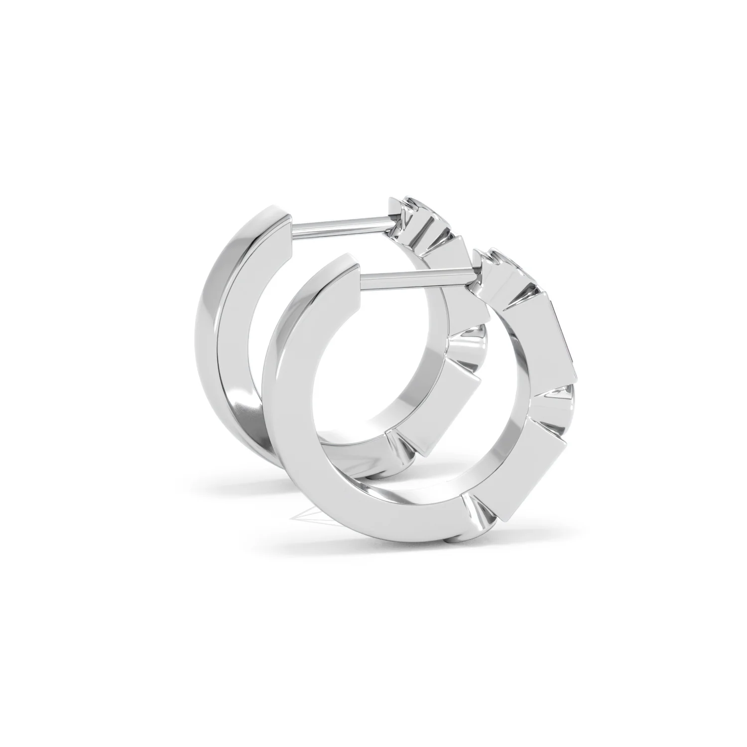 Forme 0.52ct Baguette Cut Lab Ruby Huggie Earrings in Sterling Silver - Image 31