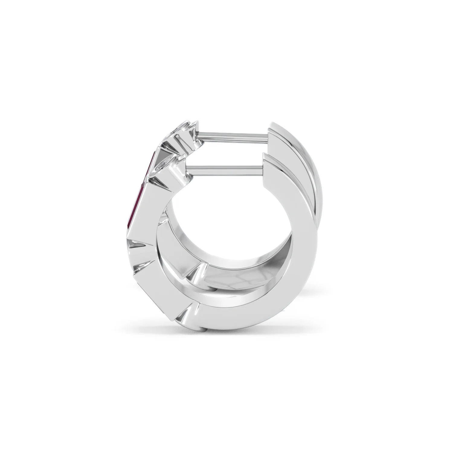 Forme 0.52ct Baguette Cut Lab Ruby Huggie Earrings in Sterling Silver - Image 66