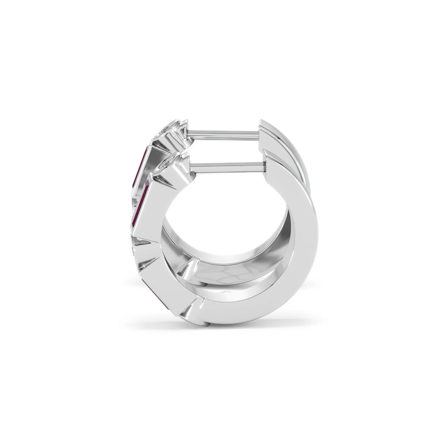 Forme 0.52ct Baguette Cut Lab Ruby Huggie Earrings in Sterling Silver - Image 67