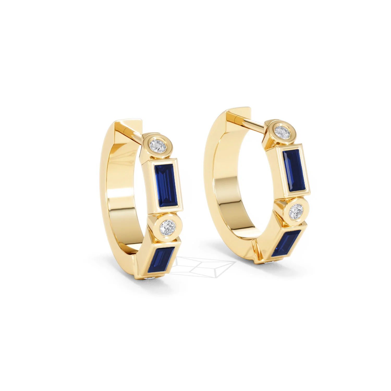 Forme 0.52ct Baguette Cut Lab Sapphire Huggie Earrings in 18K Gold Vermeil - Image 13
