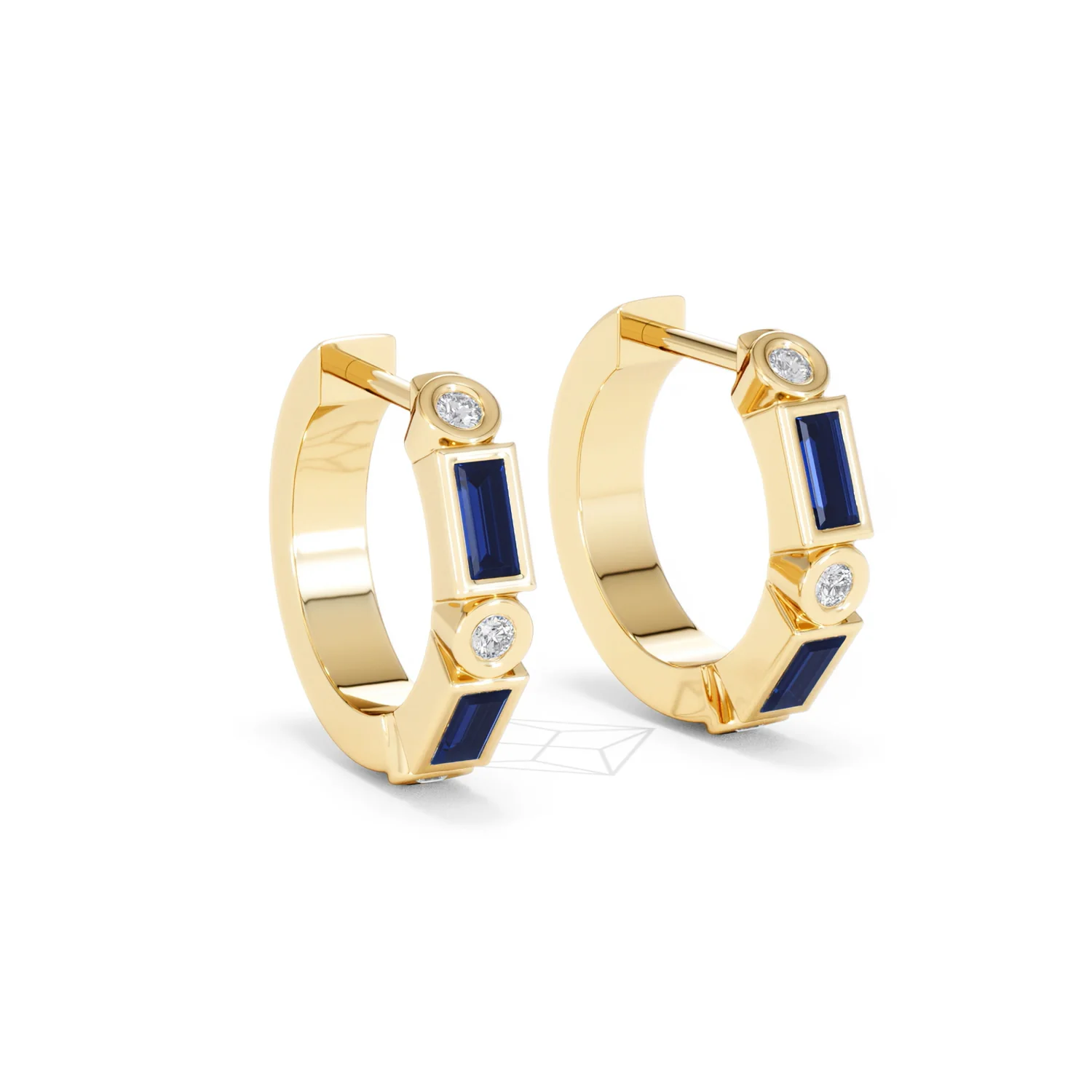 Forme 0.52ct Baguette Cut Lab Sapphire Huggie Earrings in 18K Gold Vermeil - Image 14